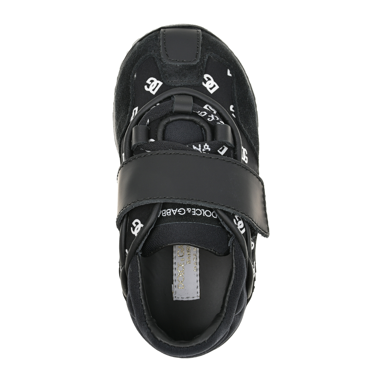 Черные кроссовки с белым лого Dolce&Gabbana детские, размер 24, цвет черный - фото 4