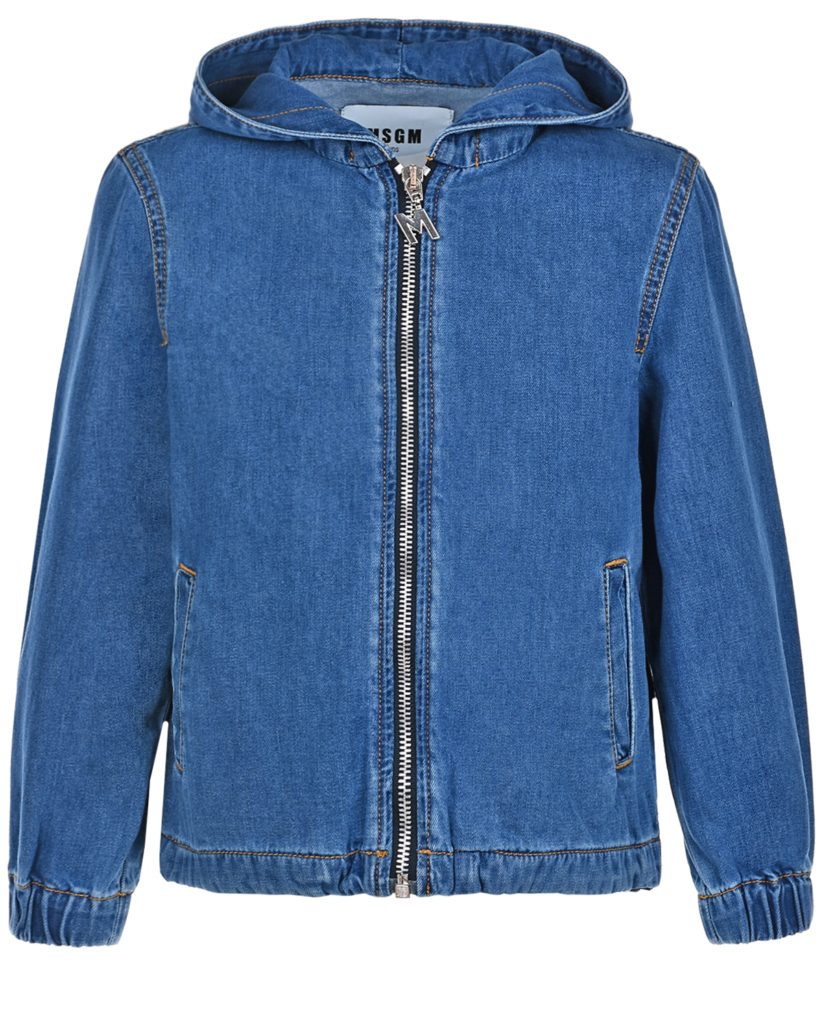 Джинсовая куртка на молнии MSGM детская, размер 128, цвет синий