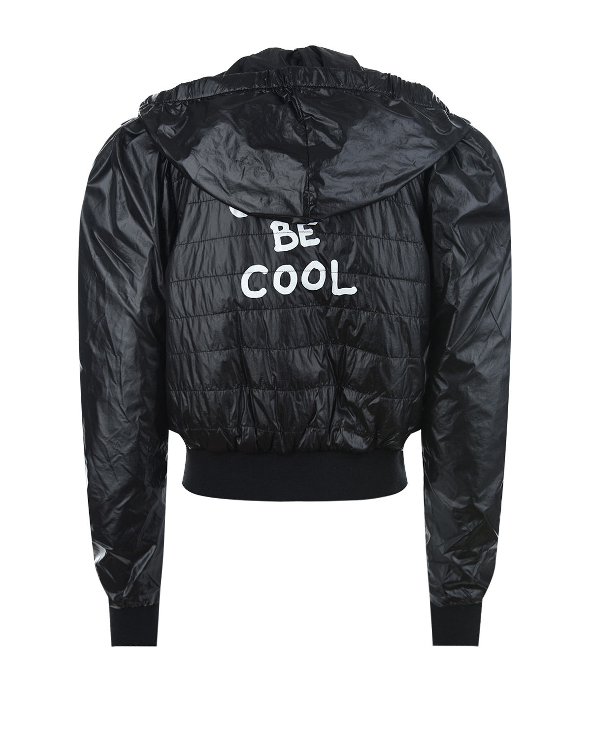 Черная куртка "Just be cool" c акцентными рукавами Monnalisa детская - фото 3