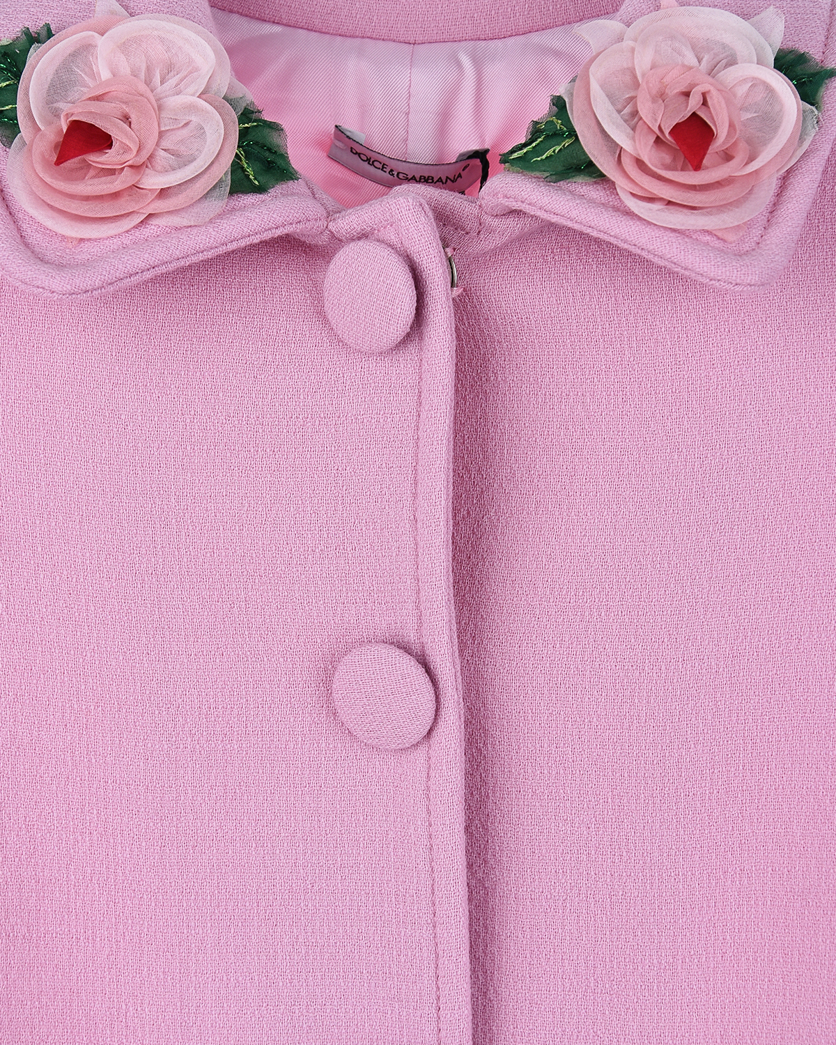 Пальто из крепа с цветочными аппликациями на воротнике Dolce&Gabbana детское - фото 3