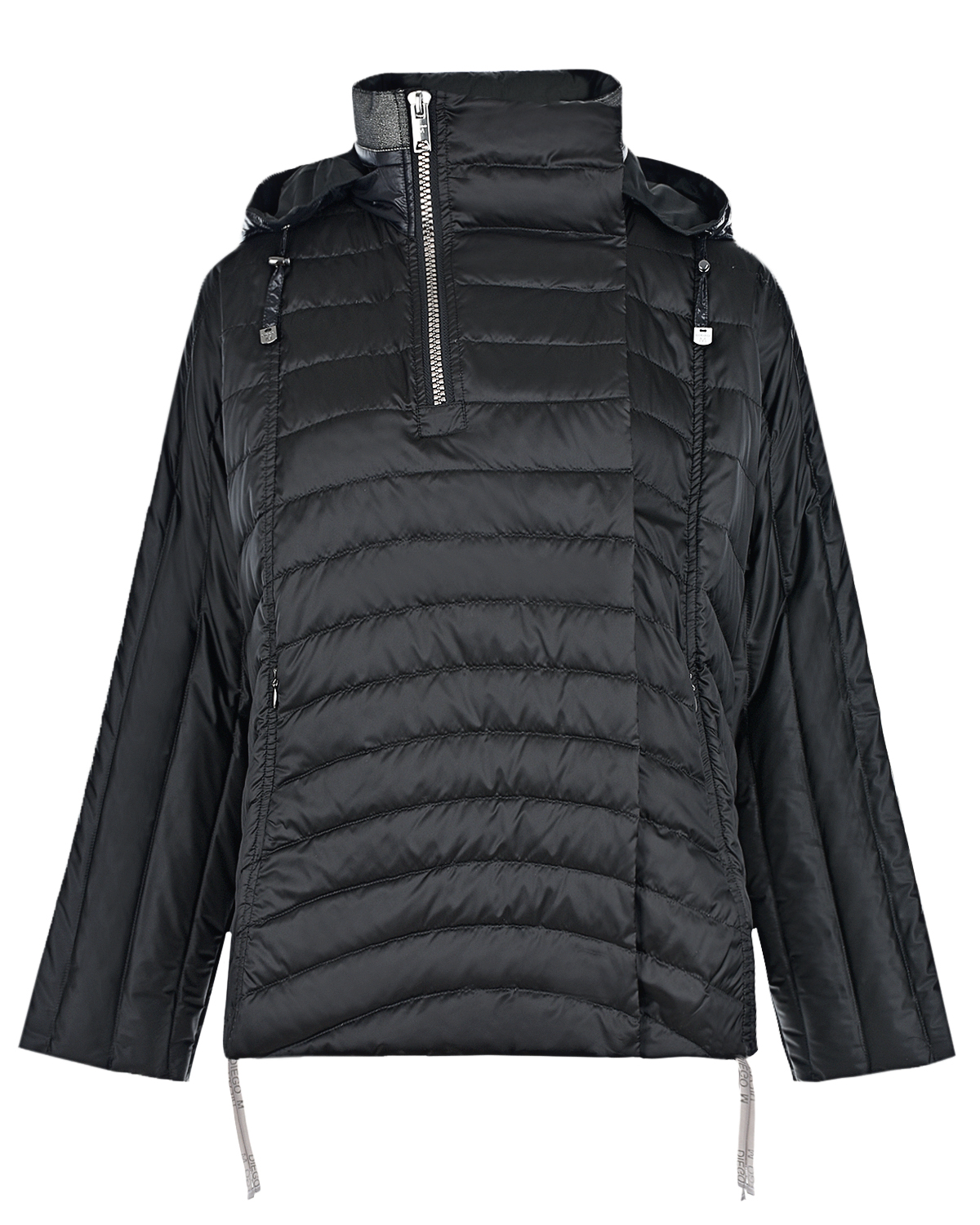 Черная куртка с высоким воротником на молнии Diego M, размер 46, цвет черный - фото 1