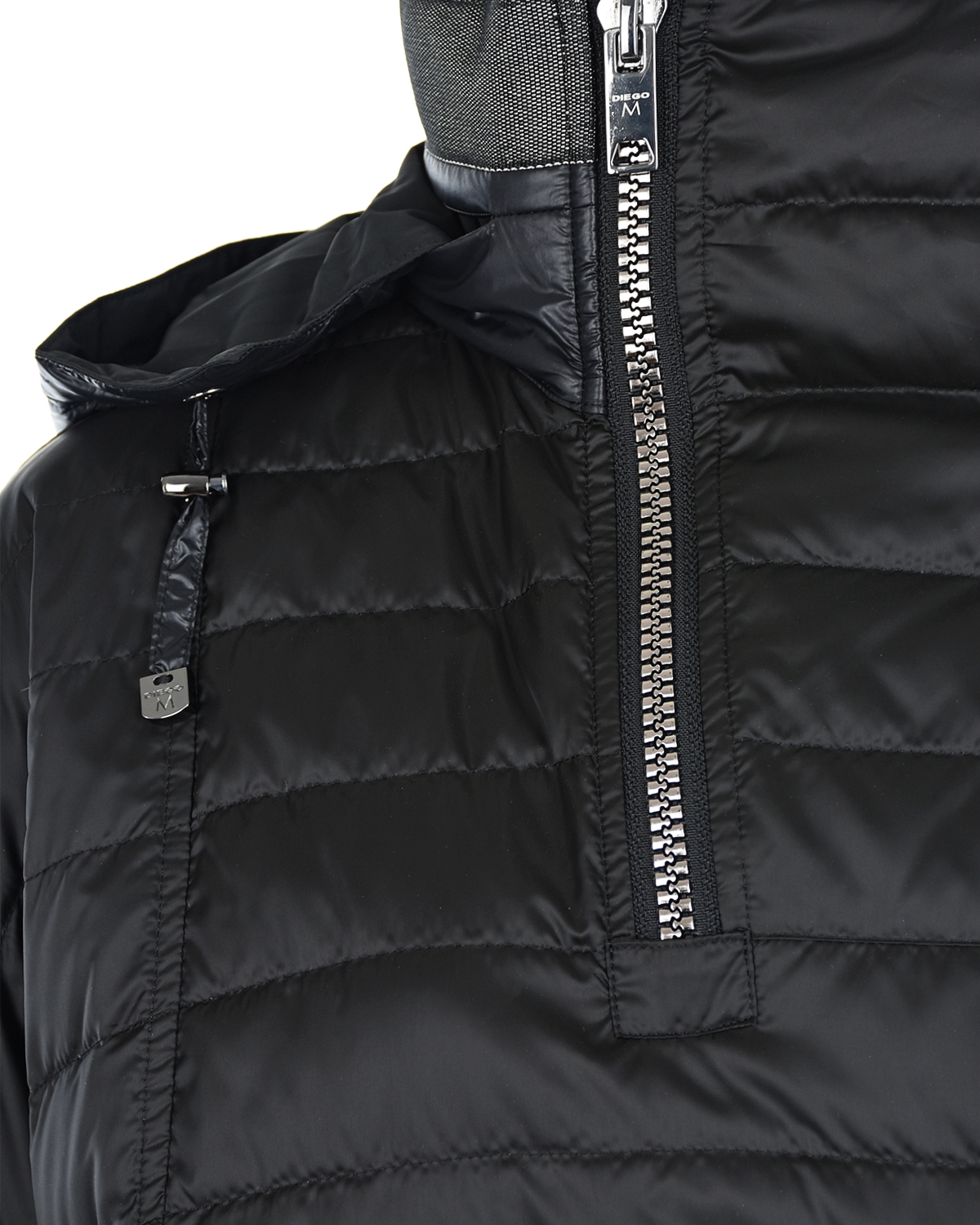 Черная куртка с высоким воротником на молнии Diego M, размер 46, цвет черный - фото 4