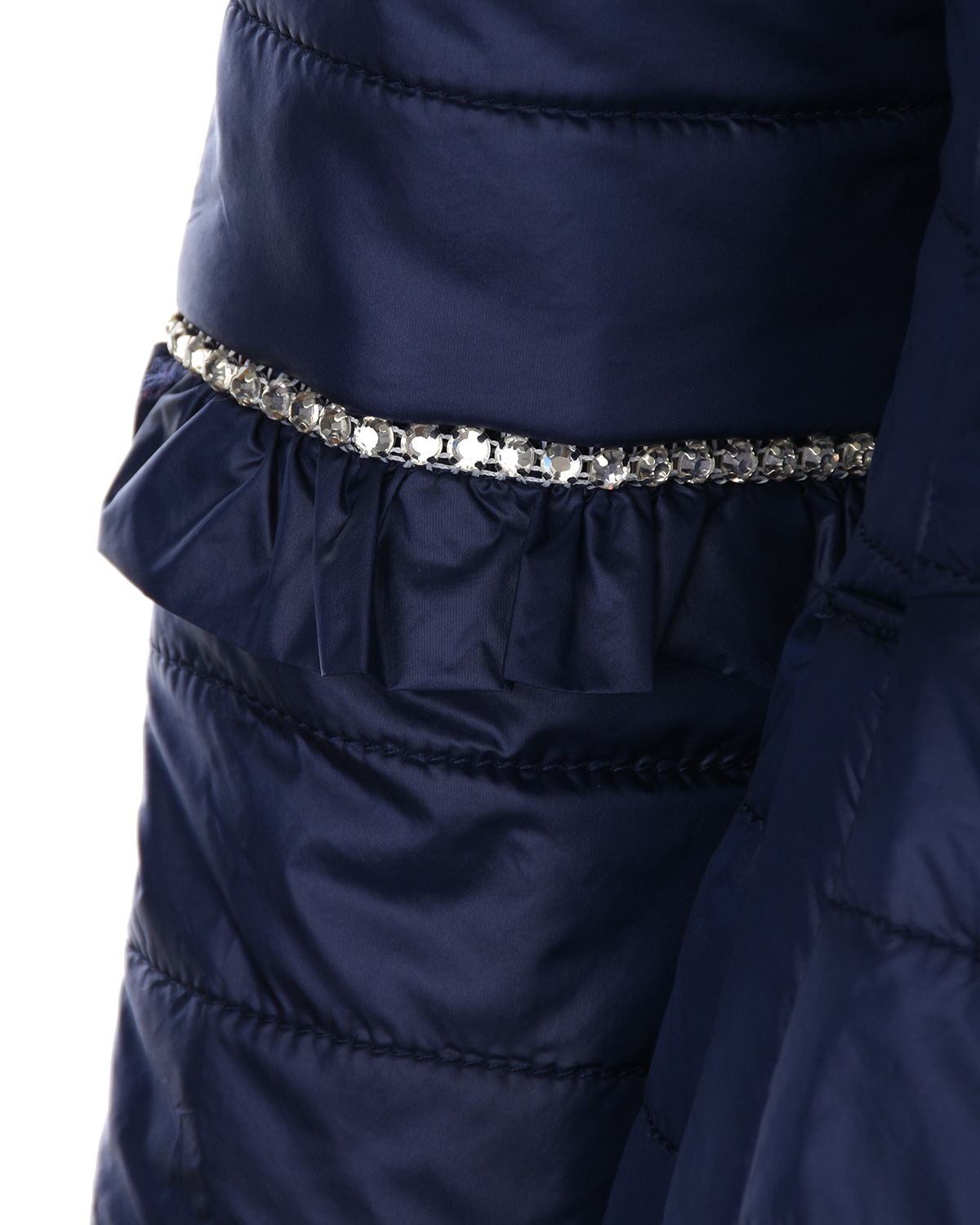 Синее пальто с рюшей Monnalisa детское - фото 3