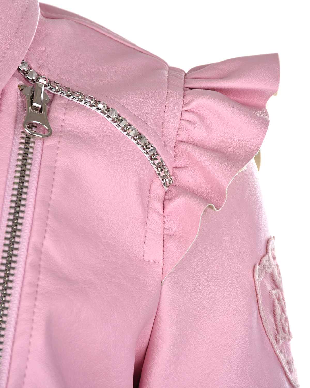 Розовая куртка с рюшами Monnalisa детская - фото 8