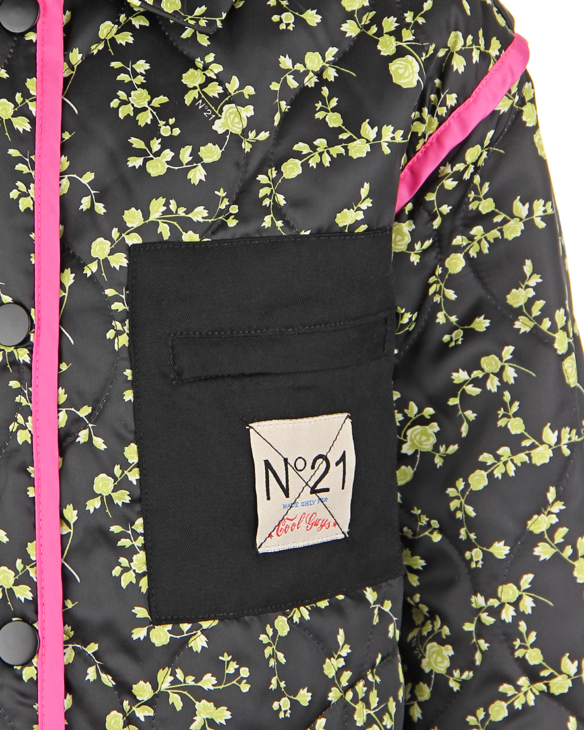 Черная стеганая куртка с цветочным принтом No. 21 детская - фото 3