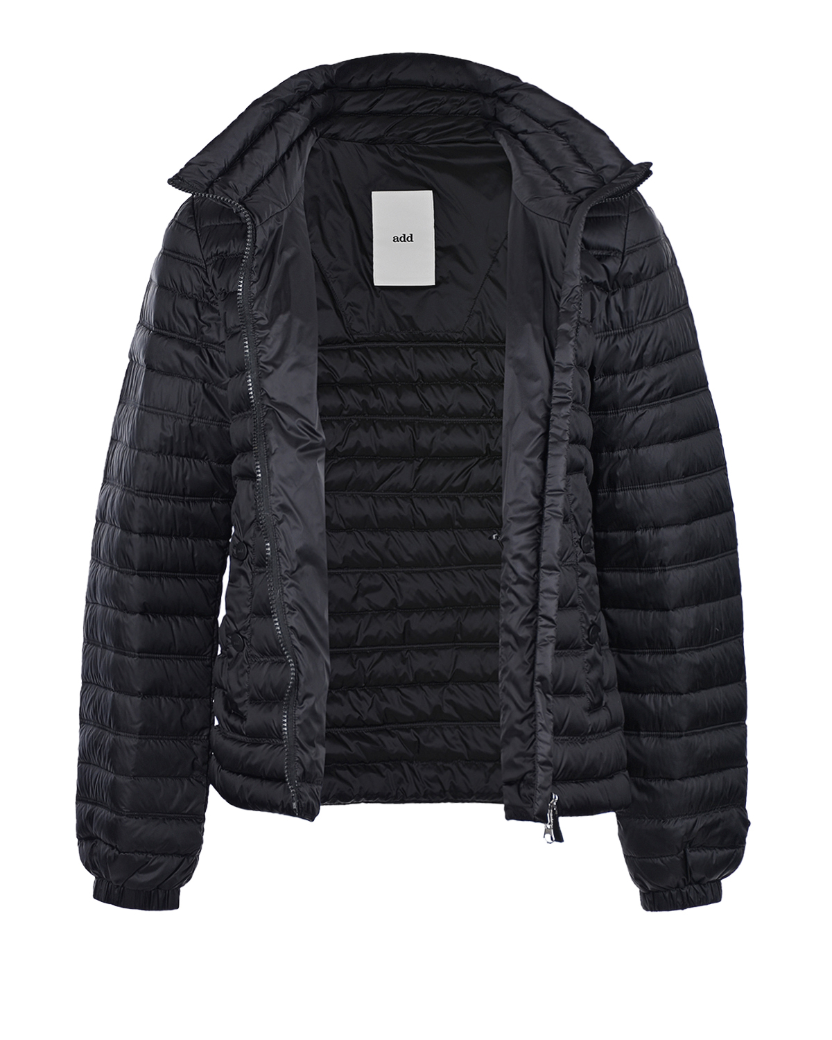 Черная куртка с воротником-стойкой ADD, размер 40, цвет черный - фото 3