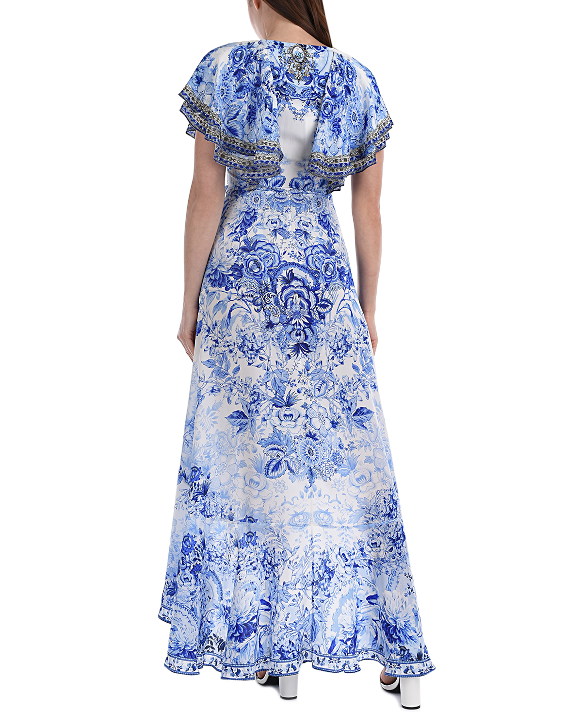 Бело-голубое платье с воланом Camilla, размер 38, цвет белый - фото 3