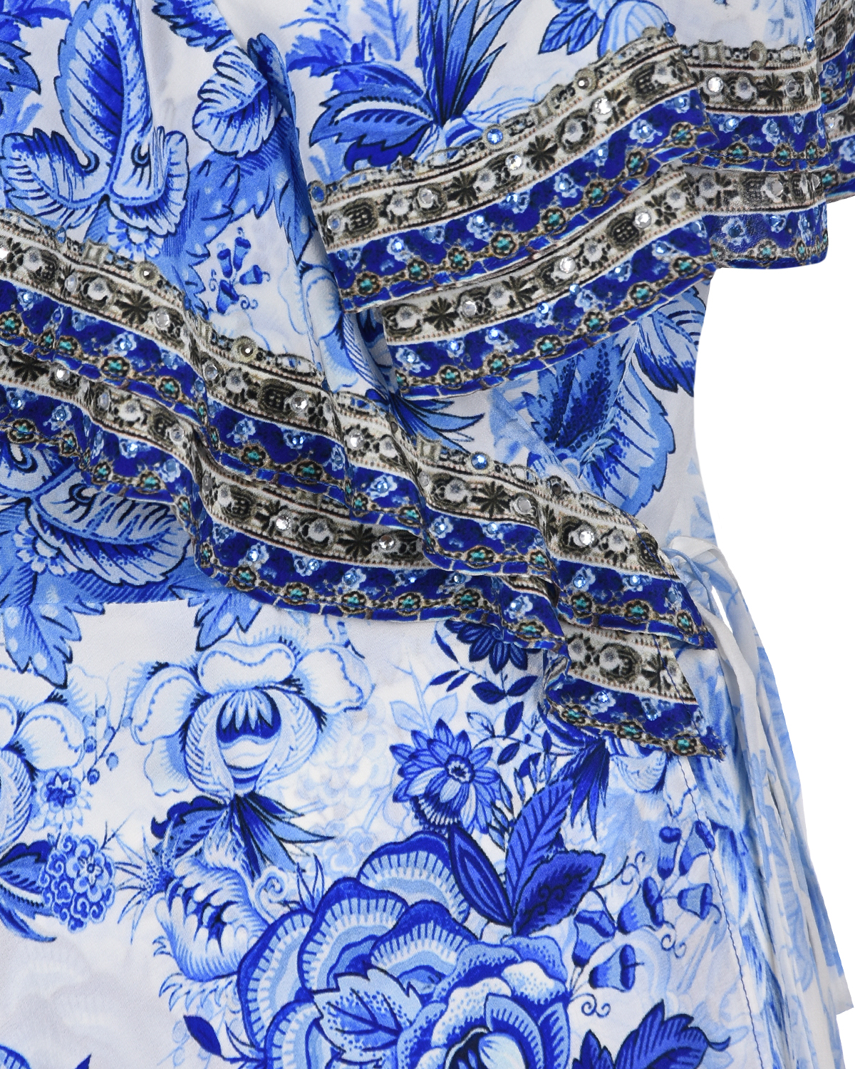Бело-голубое платье с воланом Camilla, размер 38, цвет белый - фото 9
