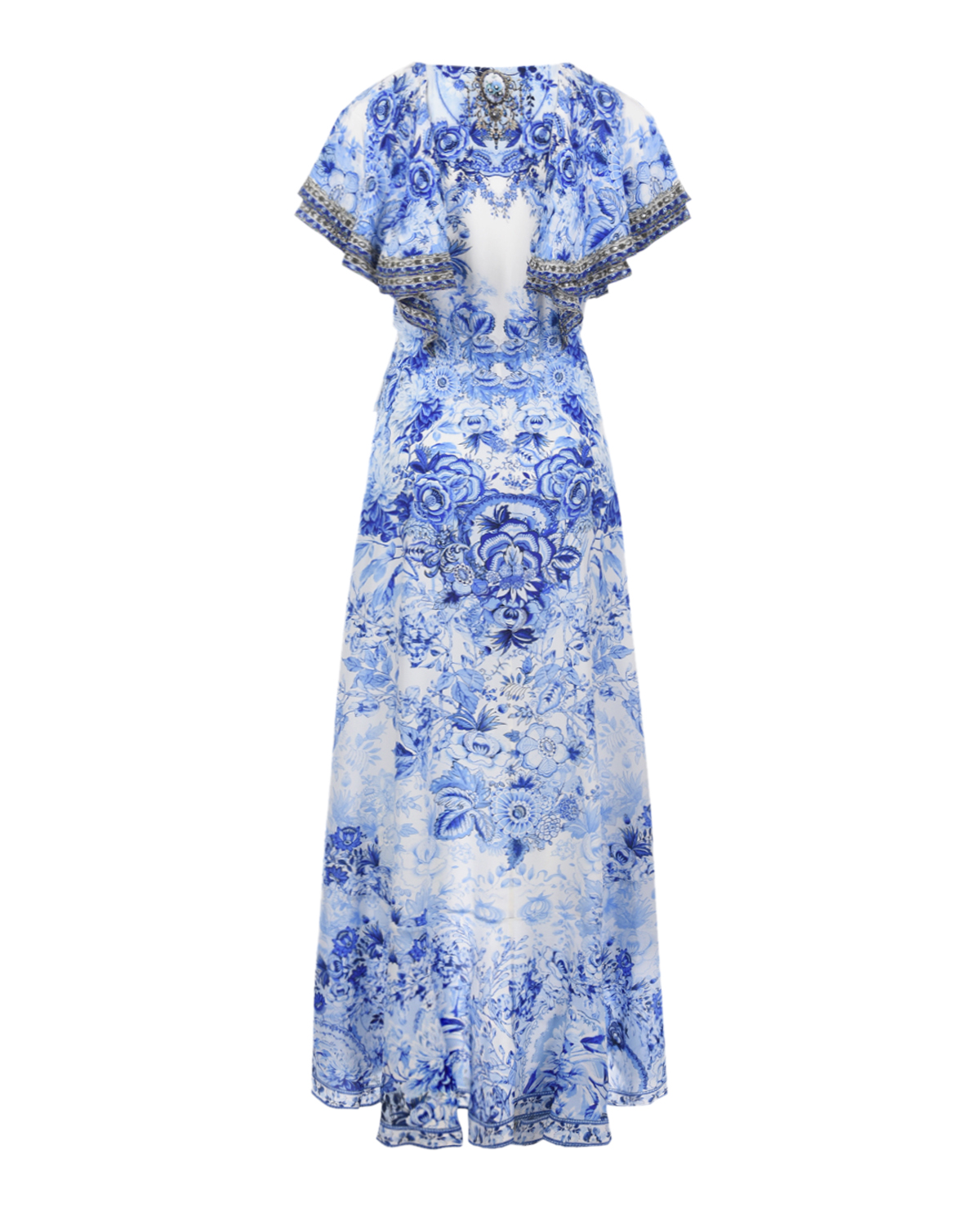 Бело-голубое платье с воланом Camilla, размер 38, цвет белый - фото 4