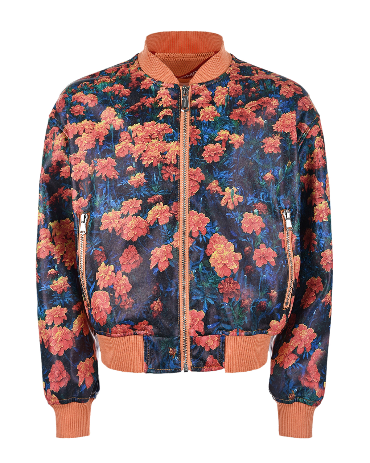 Куртка-бомбер из эко-кожи с цветочным принтом Freedomday