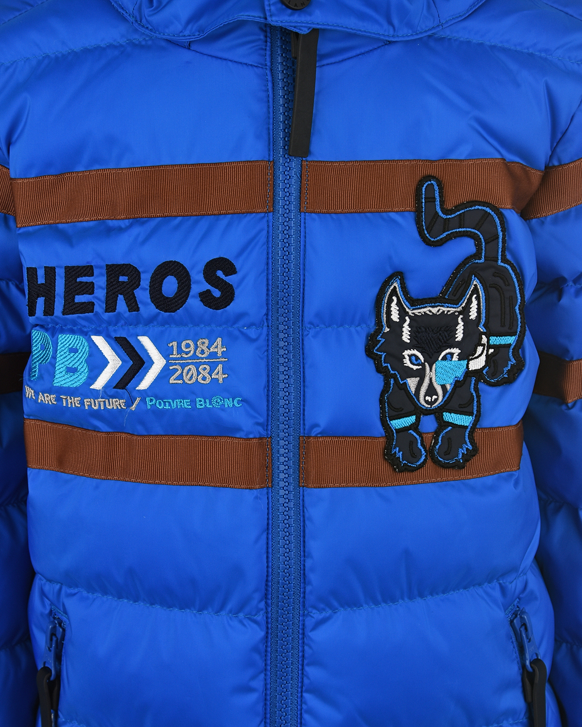 Синяя куртка с аппликацией Poivre Blanc детская, размер 110, цвет синий - фото 3