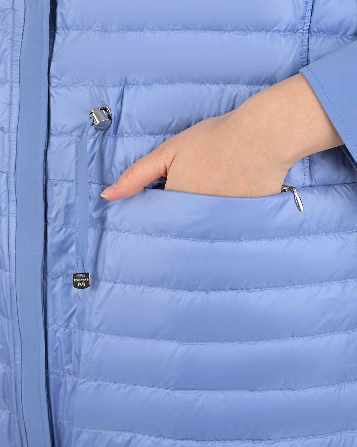 Голубое стеганое пальто с капюшоном Diego M, размер 46, цвет голубой - фото 7