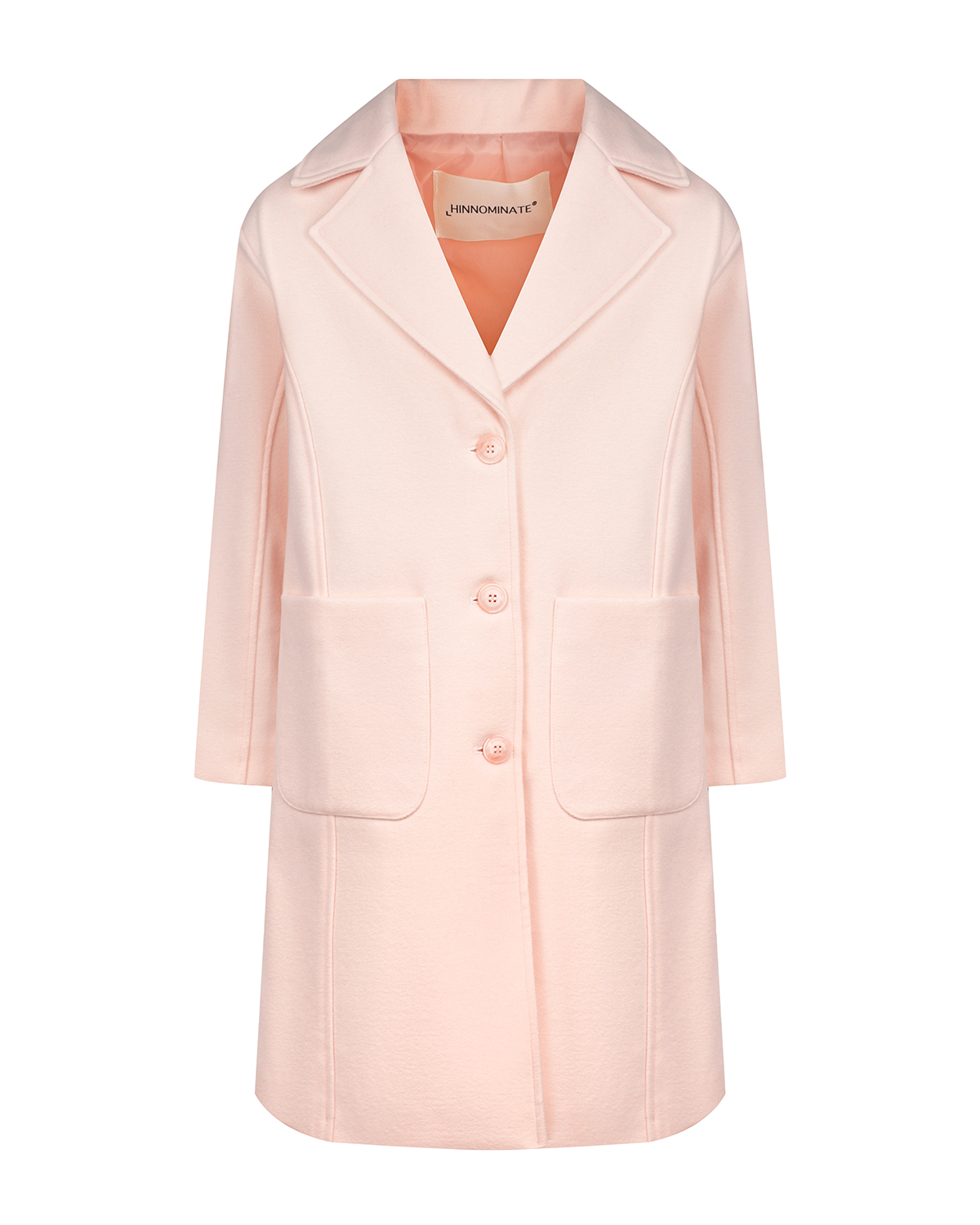 Светло-розовое пальто с накладными карманами Hinnominate, размер 140, цвет розовый - фото 1