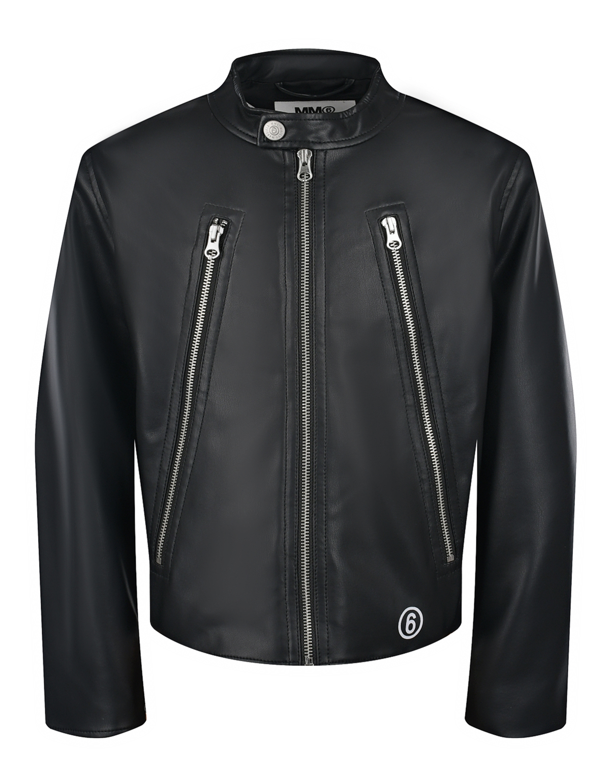 Черная куртка из эко-кожи MM6 Maison Margiela толстовка худи с лого черная mm6 maison margiela