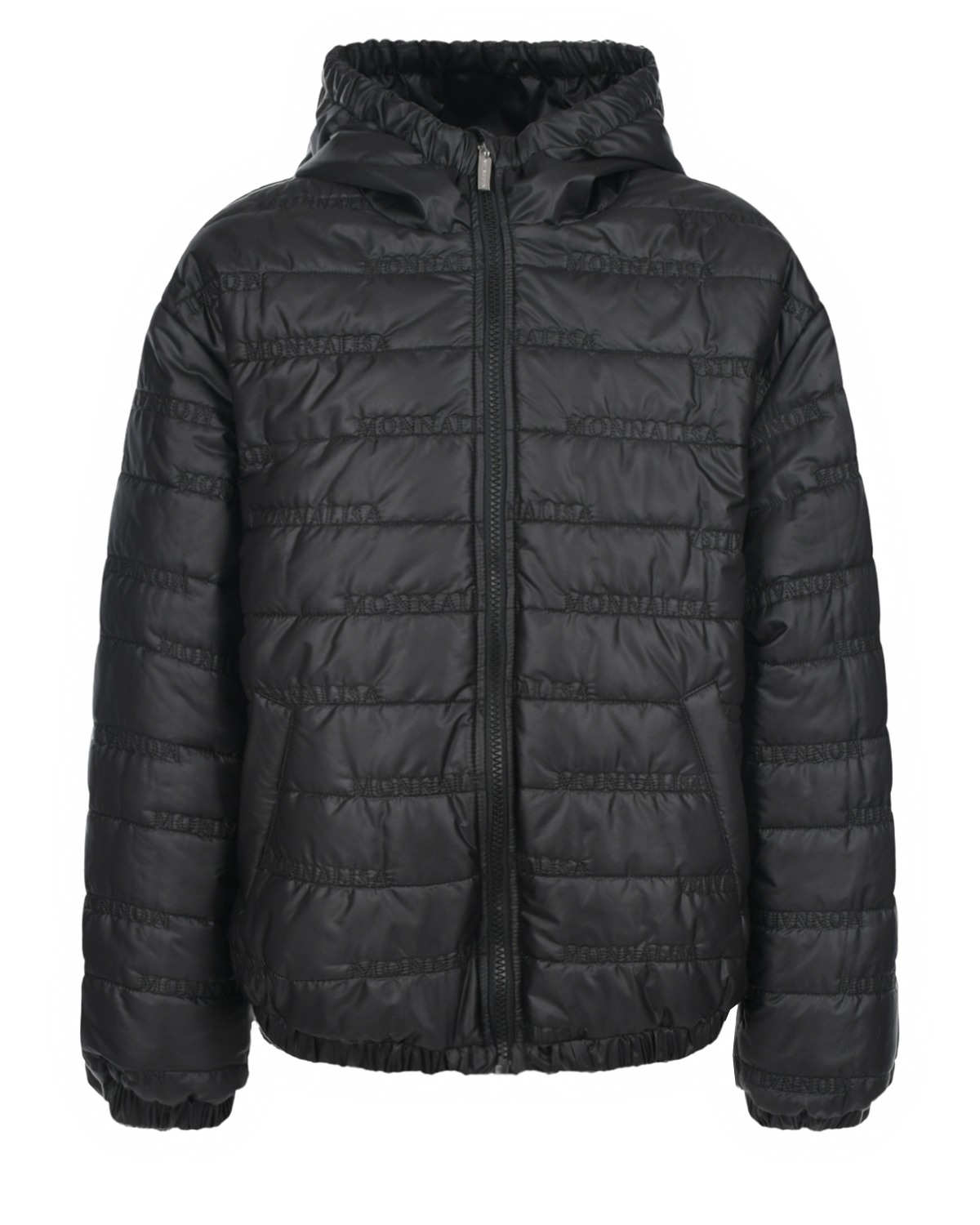 Черная стеганая куртка-бомбер Monnalisa, размер 176, цвет черный