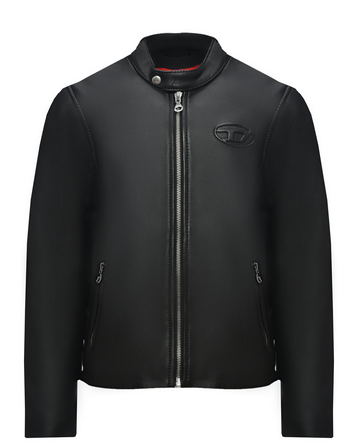 Кожаная куртка, черная Diesel, размер 152, цвет черный - фото 1