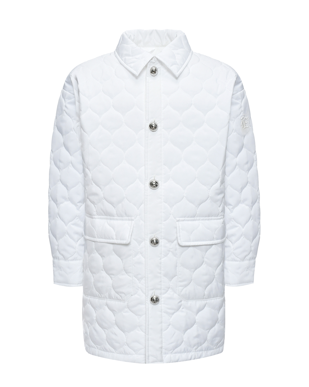 Стеганое пальто с накладными карманами Ermanno Scervino, размер 140, цвет белый - фото 1