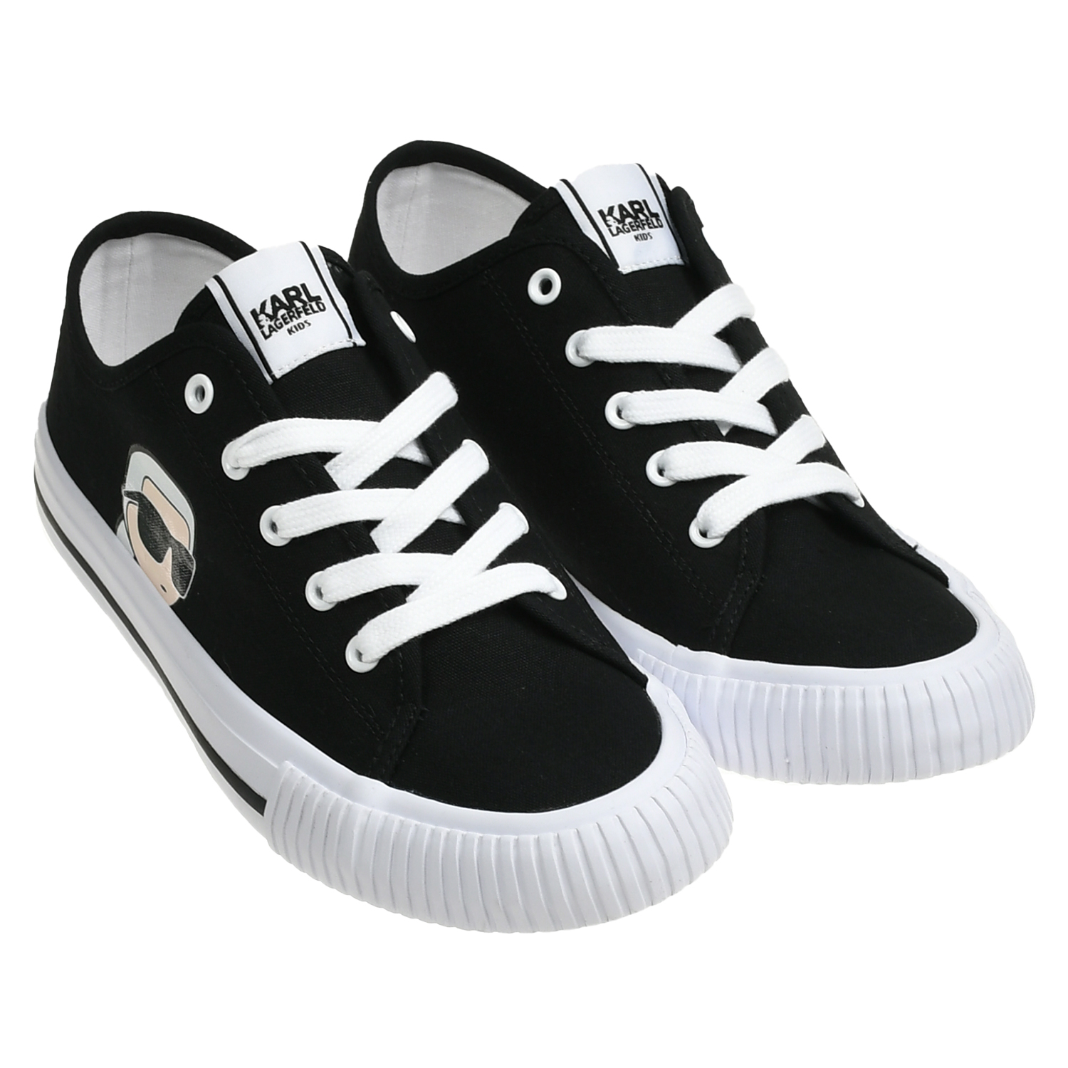 Кеды на шнуровке с логотипом, черные Karl Lagerfeld kids, размер 36, цвет нет цвета