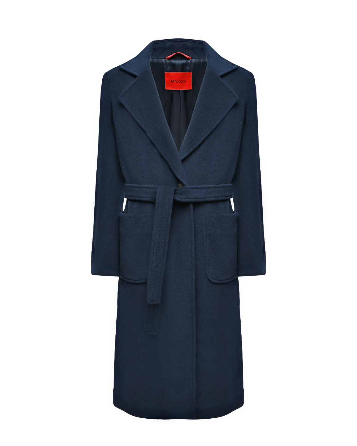 Пальто шерстяное с поясом, синий Max&Co, размер 176 - фото 1