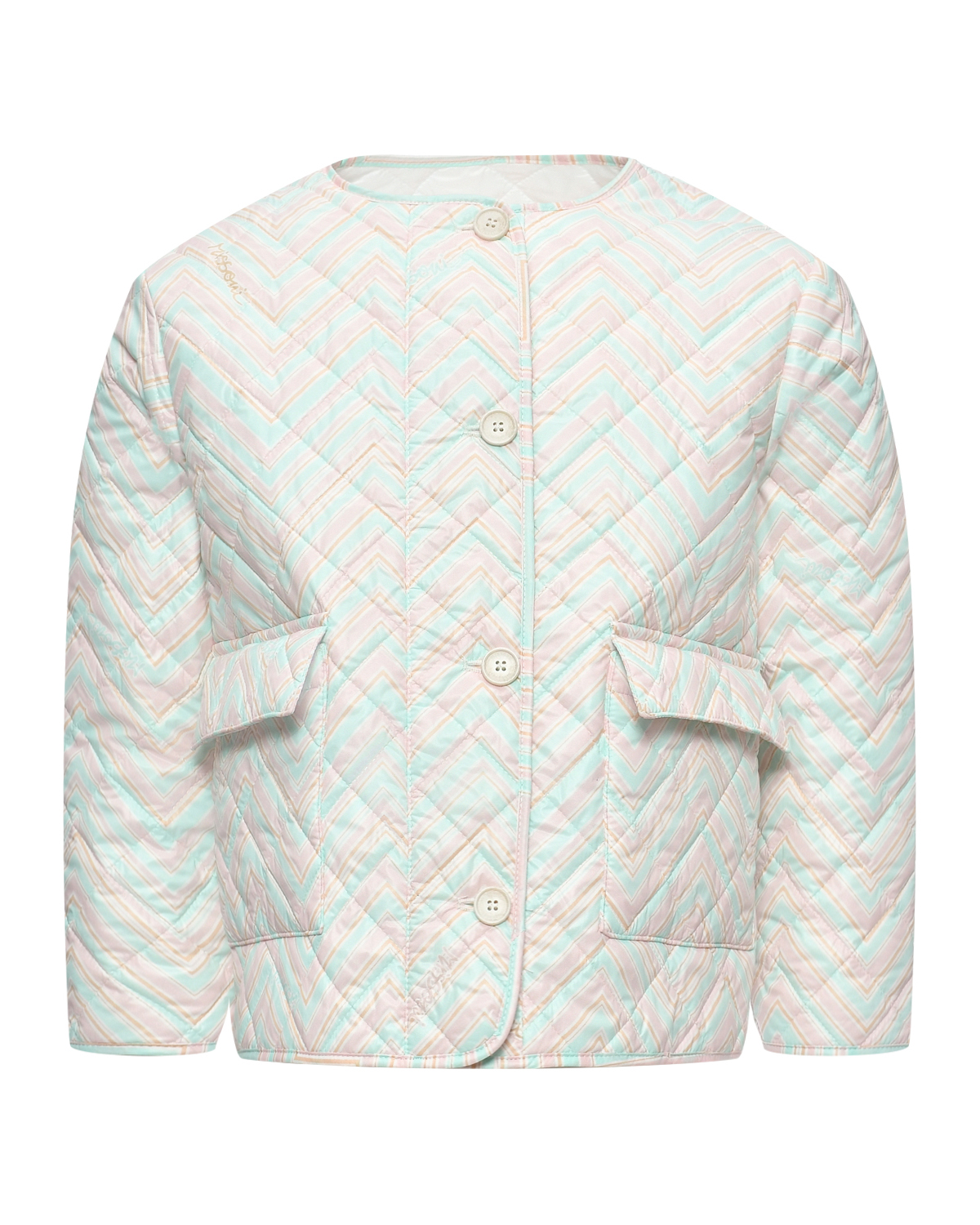 Стеганая куртка в розово-голубые зигзаги Missoni стеганая сумка через плечо для девочек