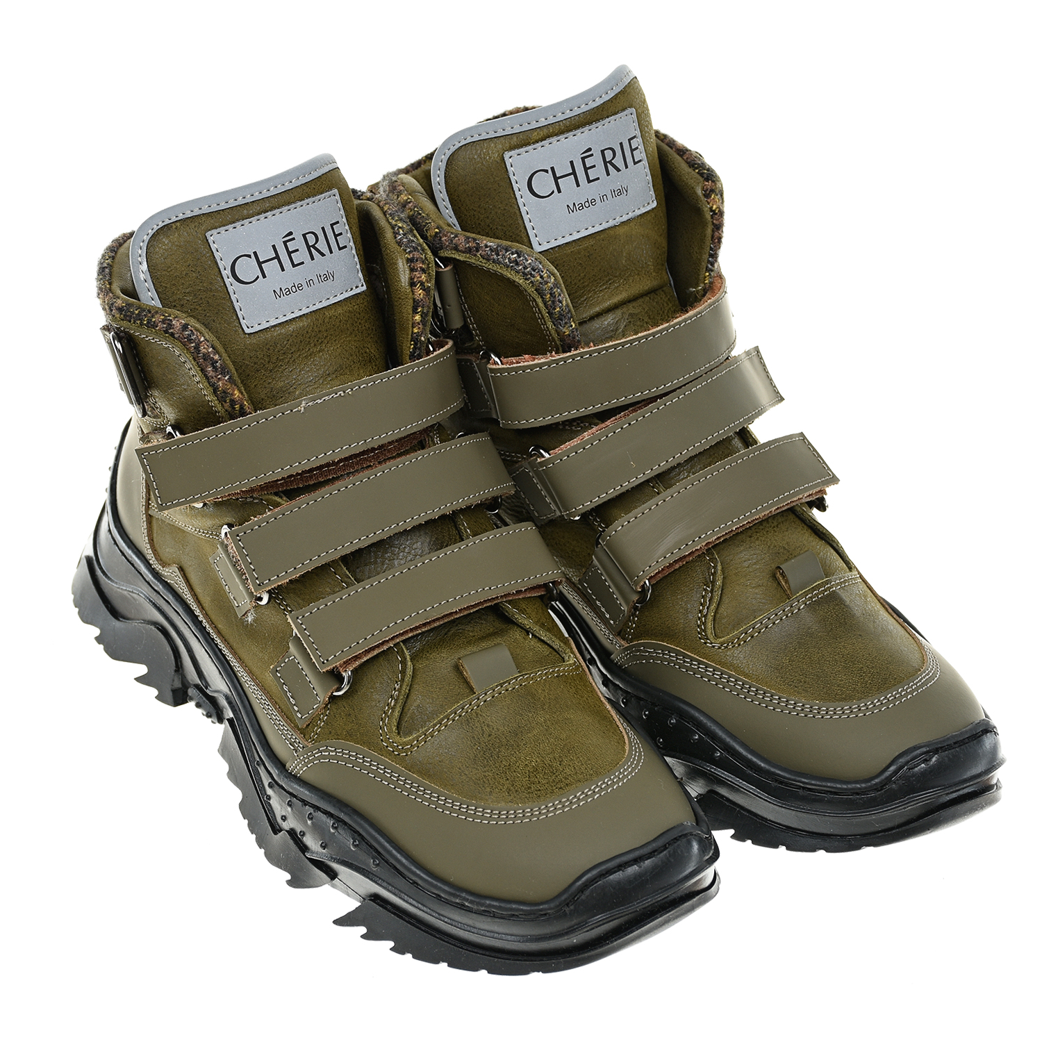 

Высокие кроссовки цвета хаки CHERIE детские