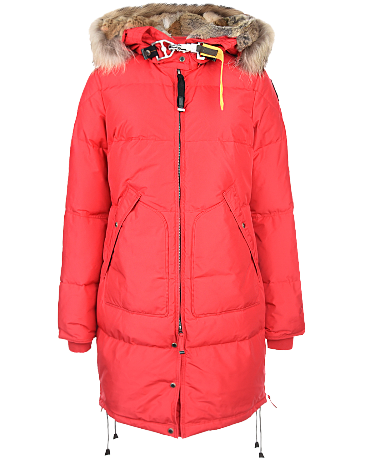 Красное пальто Long Bear с отделкой из меха енота Parajumpers, размер 42, цвет красный - фото 1