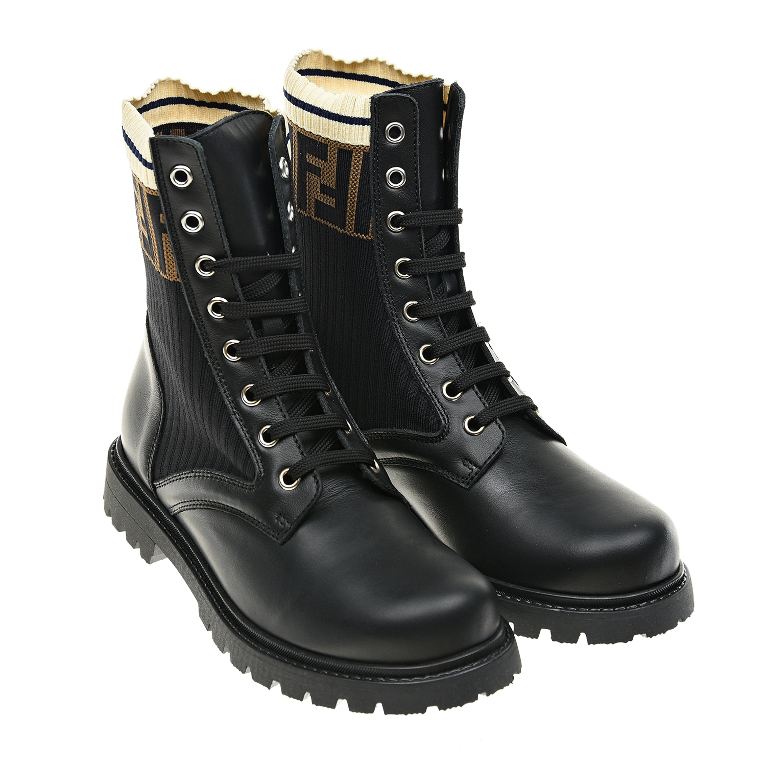 

Высокие ботинки с трикотажным верхом Fendi детские, Черный, Высокие ботинки с трикотажным верхом Fendi детские