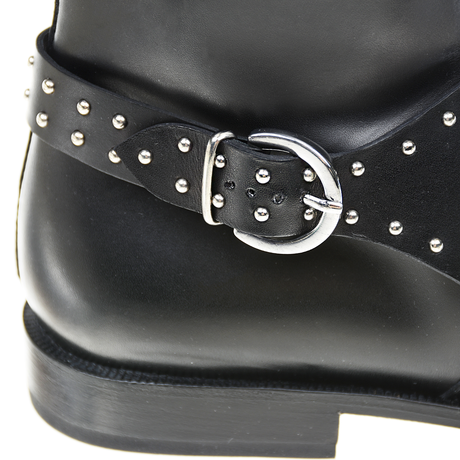 Черные кожаные сапоги с декоратичными ремнями Gallucci, размер 37, цвет черный - фото 7