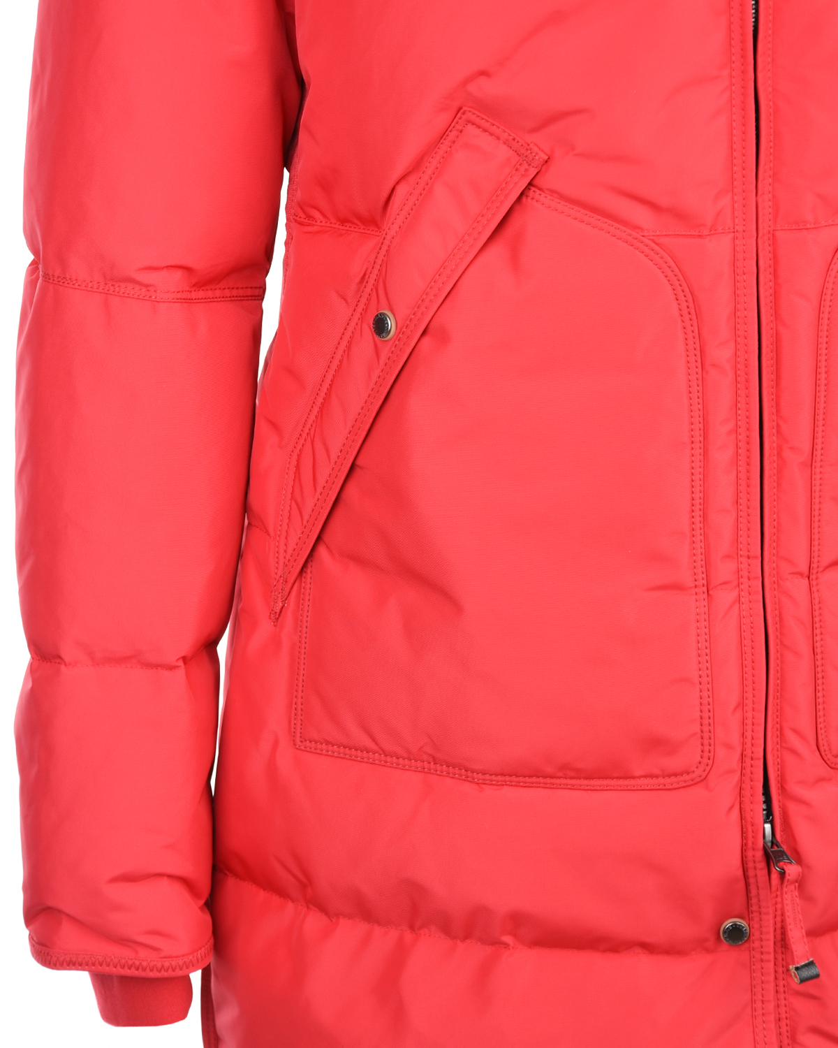 Красное пальто Long Bear с отделкой из меха енота Parajumpers, размер 42, цвет красный - фото 5