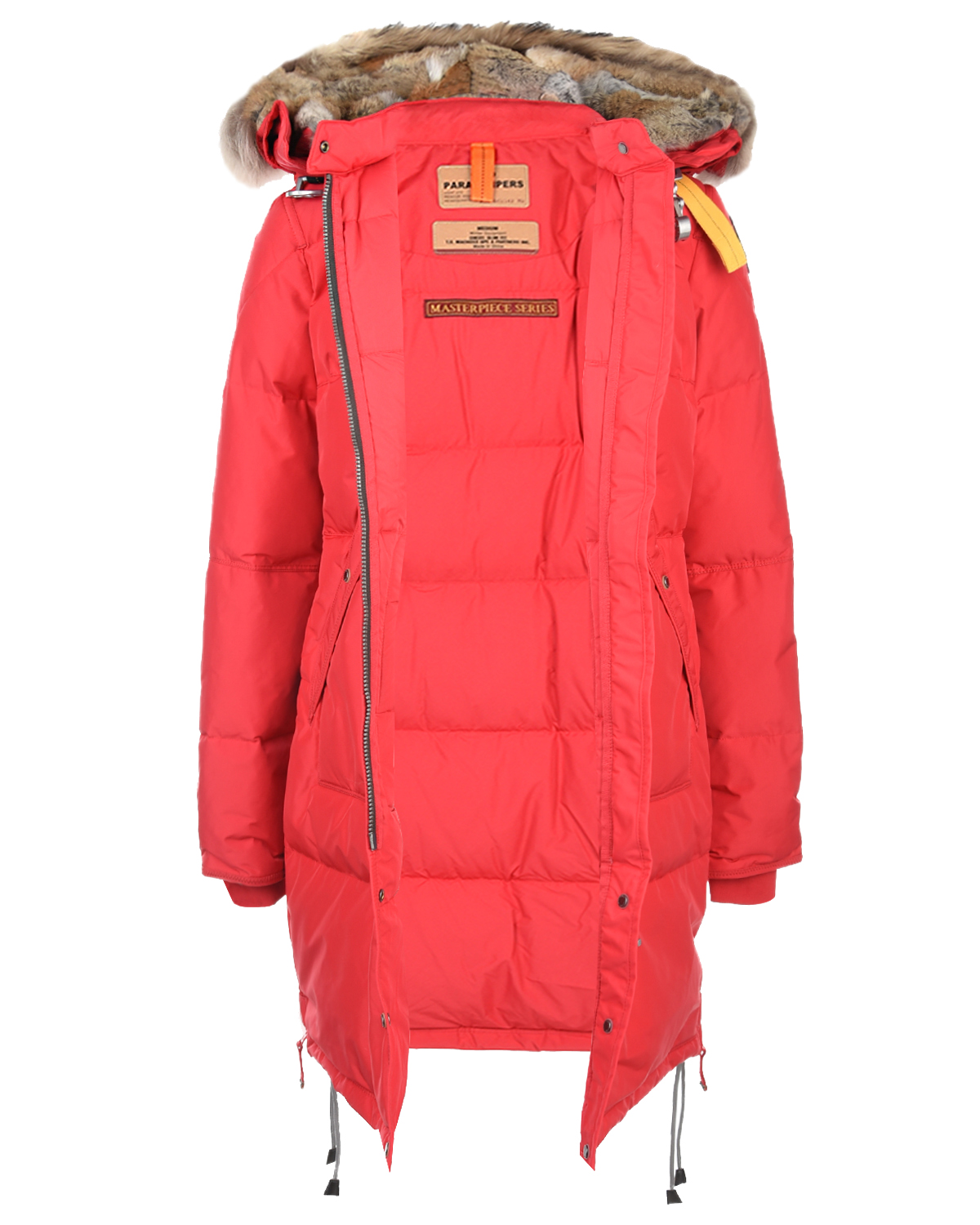 Красное пальто Long Bear с отделкой из меха енота Parajumpers, размер 42, цвет красный - фото 2