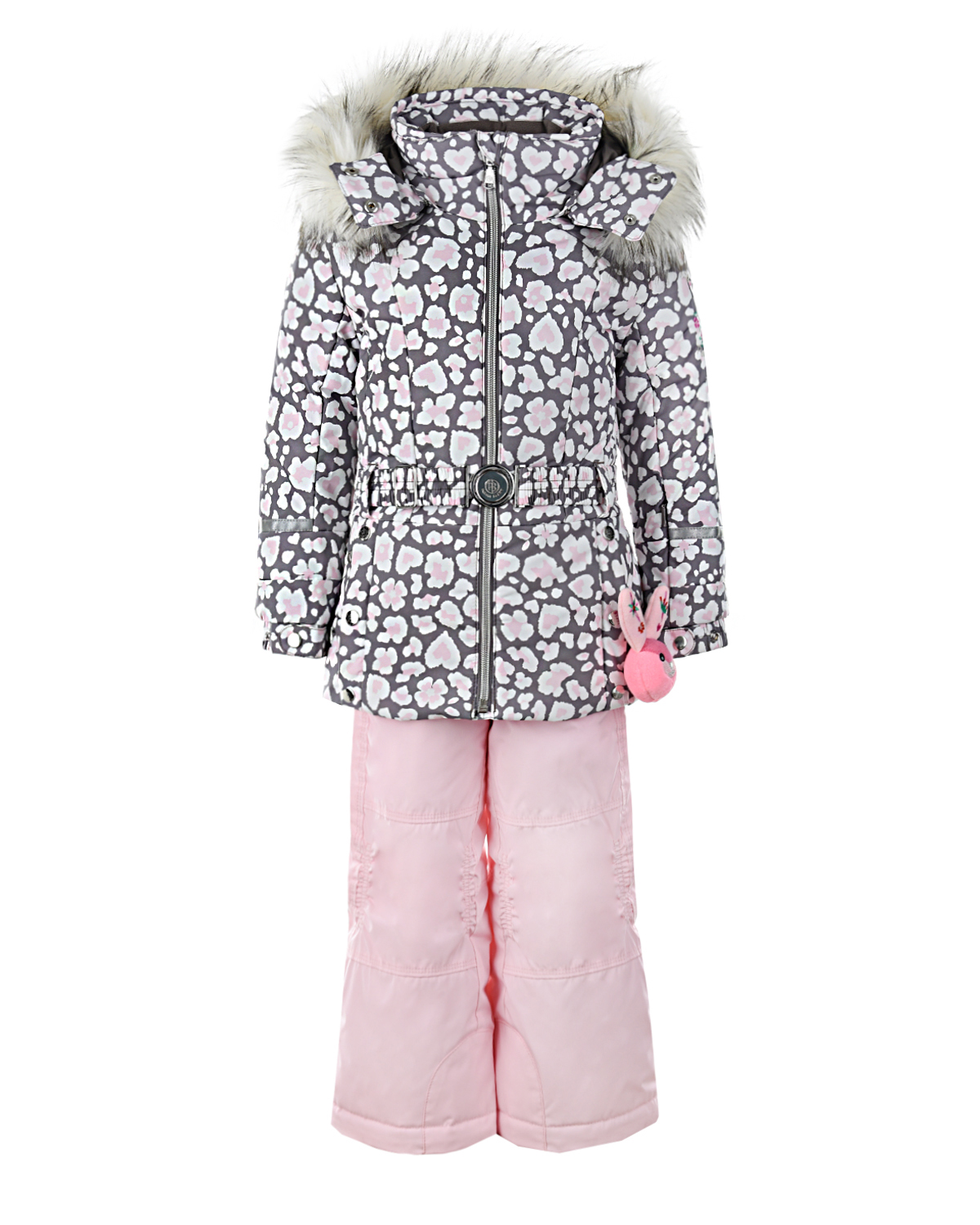 Комплект, куртка с вышивкой и розовый полукомбинезон Poivre Blanc