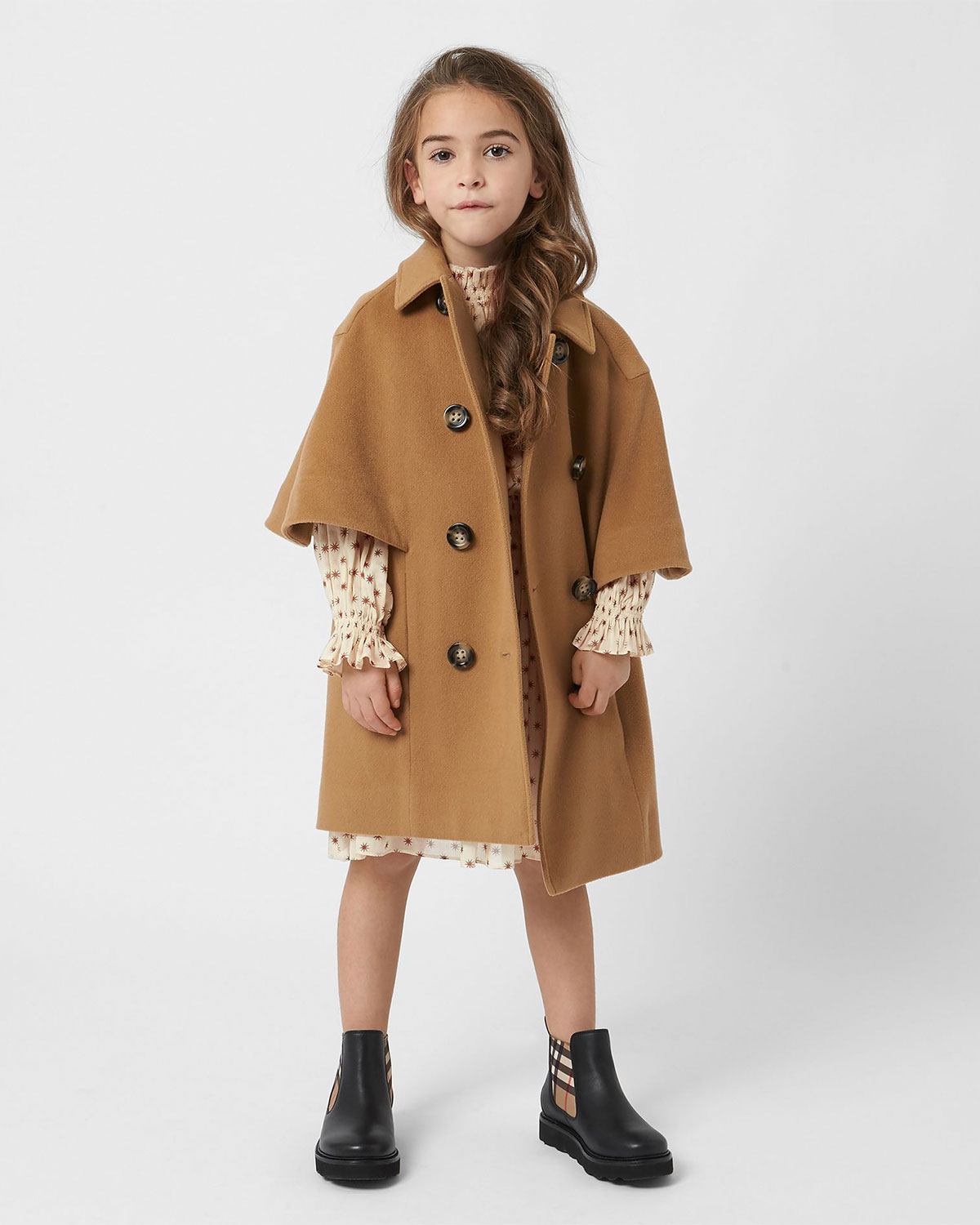 Кашемировое пальто-накидка Burberry детское - фото 2