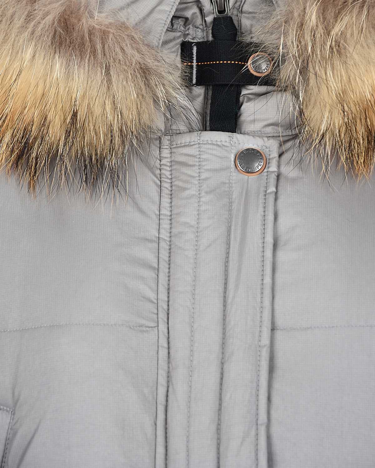 Серебряное пальто-пуховик с меховой отделкой Parajumpers, размер 42, цвет серый - фото 9