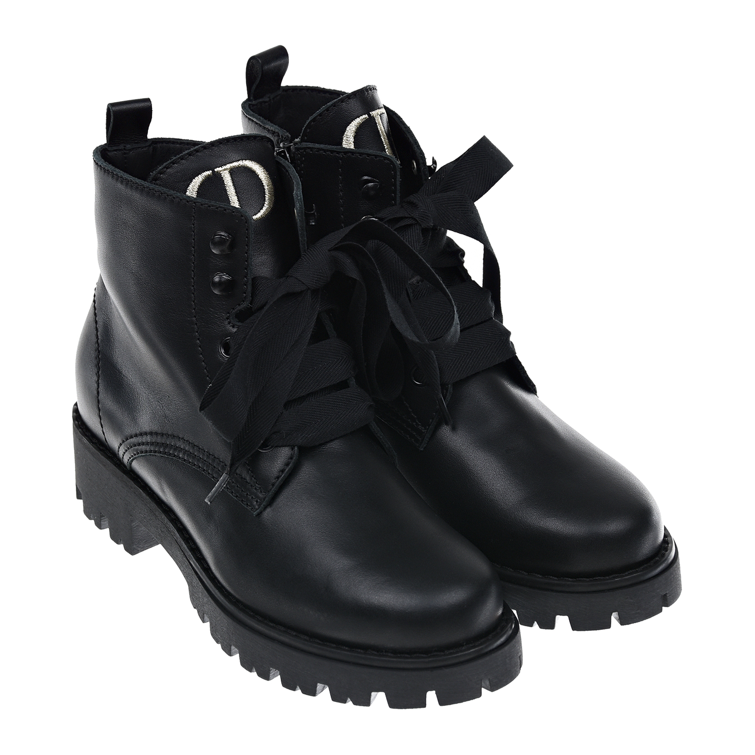 Черные ботинки с вышитым логотипом Dior детские, размер 32, цвет черный - фото 1