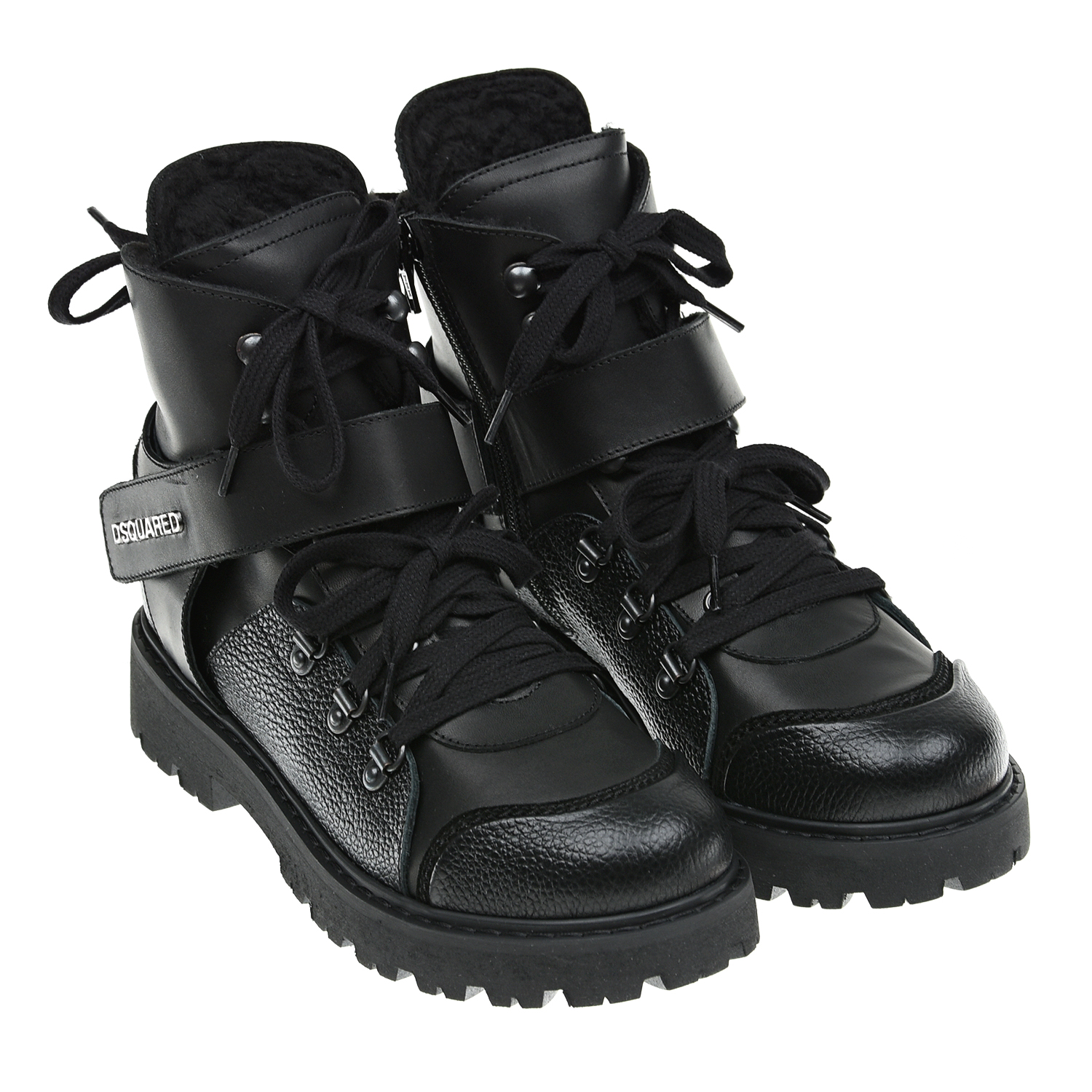 Черные ботинки с подкладкой из шерсти Dsquared2 детские, размер 37, цвет черный - фото 1