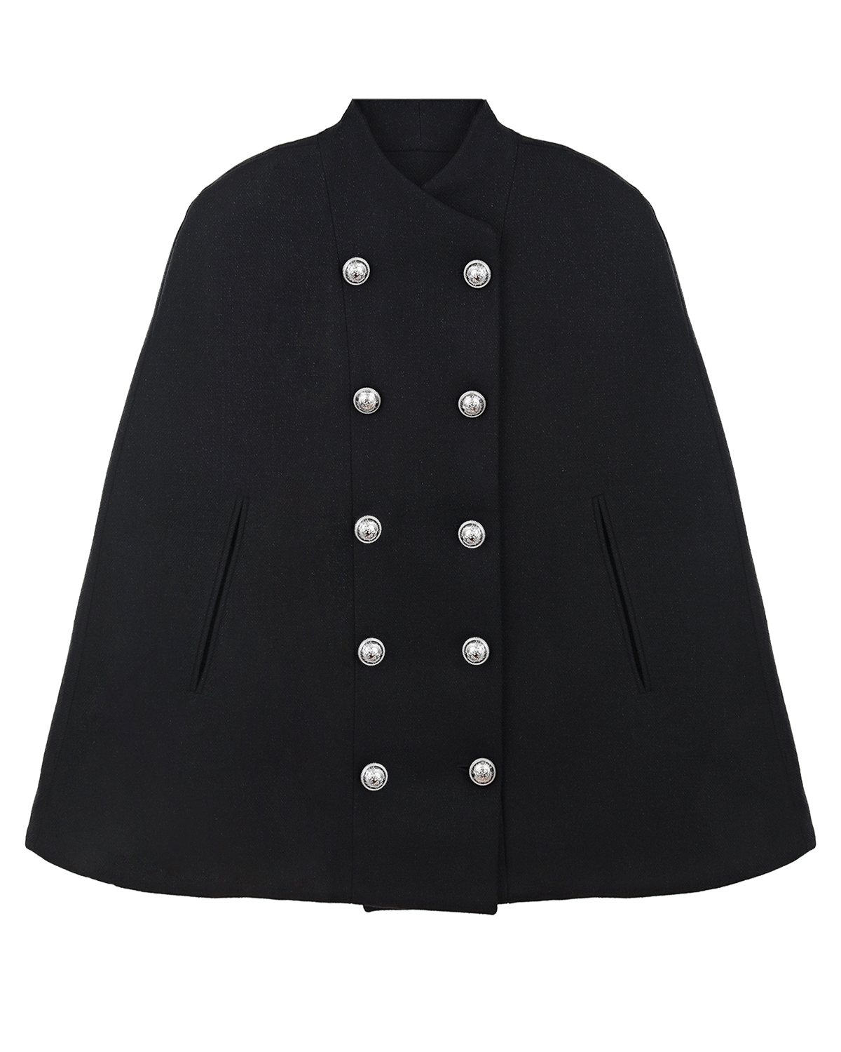 Черное пальто-кейп из шерсти Balmain детское, размер 152, цвет черный - фото 1