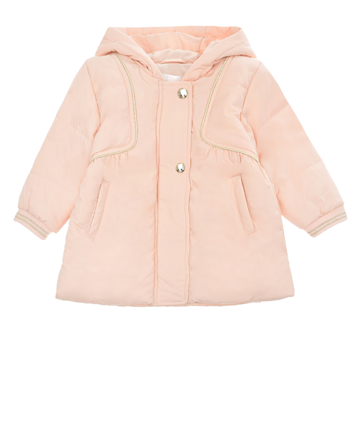 Розовое пальто с капюшоном Chloe детское, размер 86, цвет розовый
