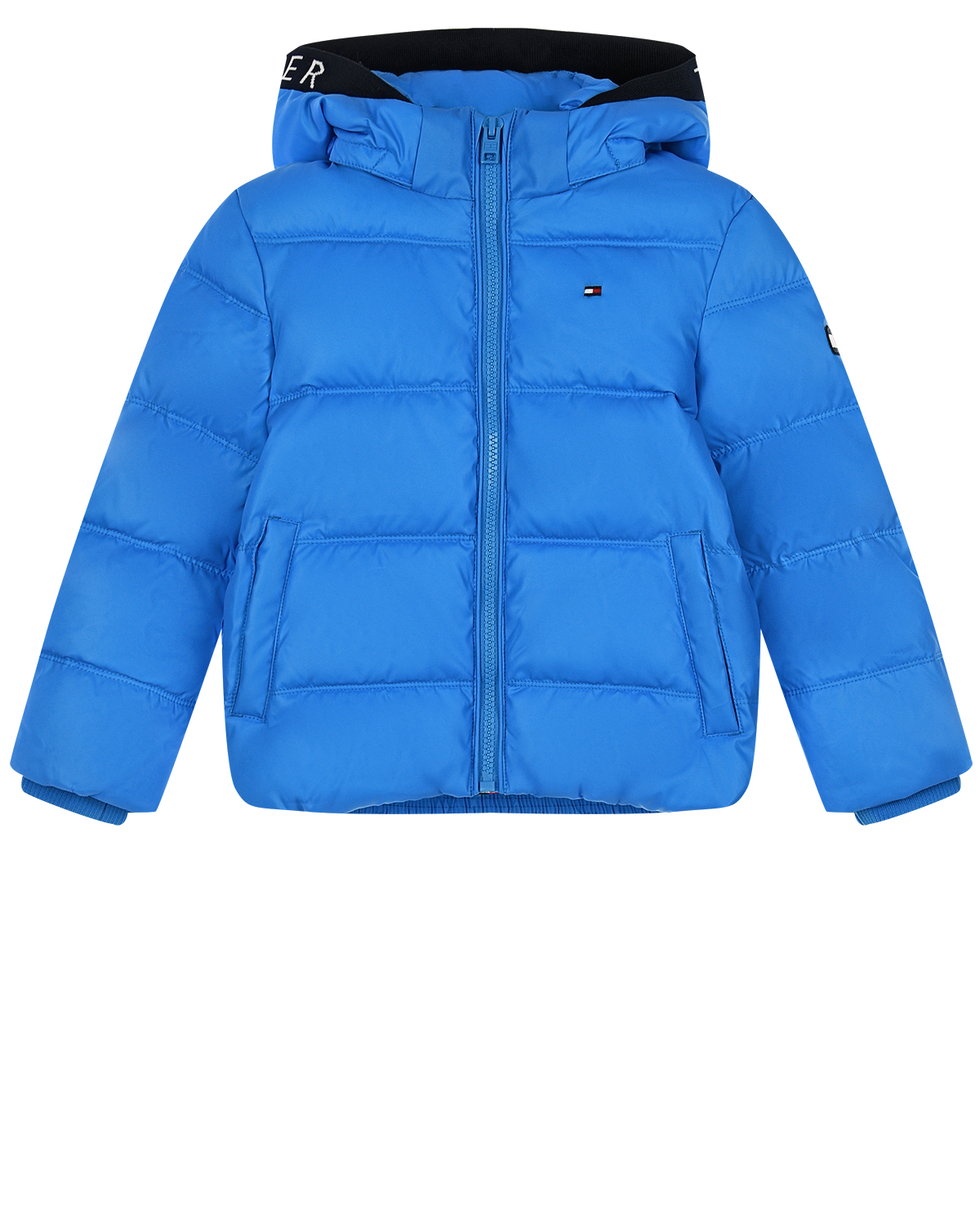 Синяя куртка с капюшоном Tommy Hilfiger детская, размер 104, цвет голубой - фото 1