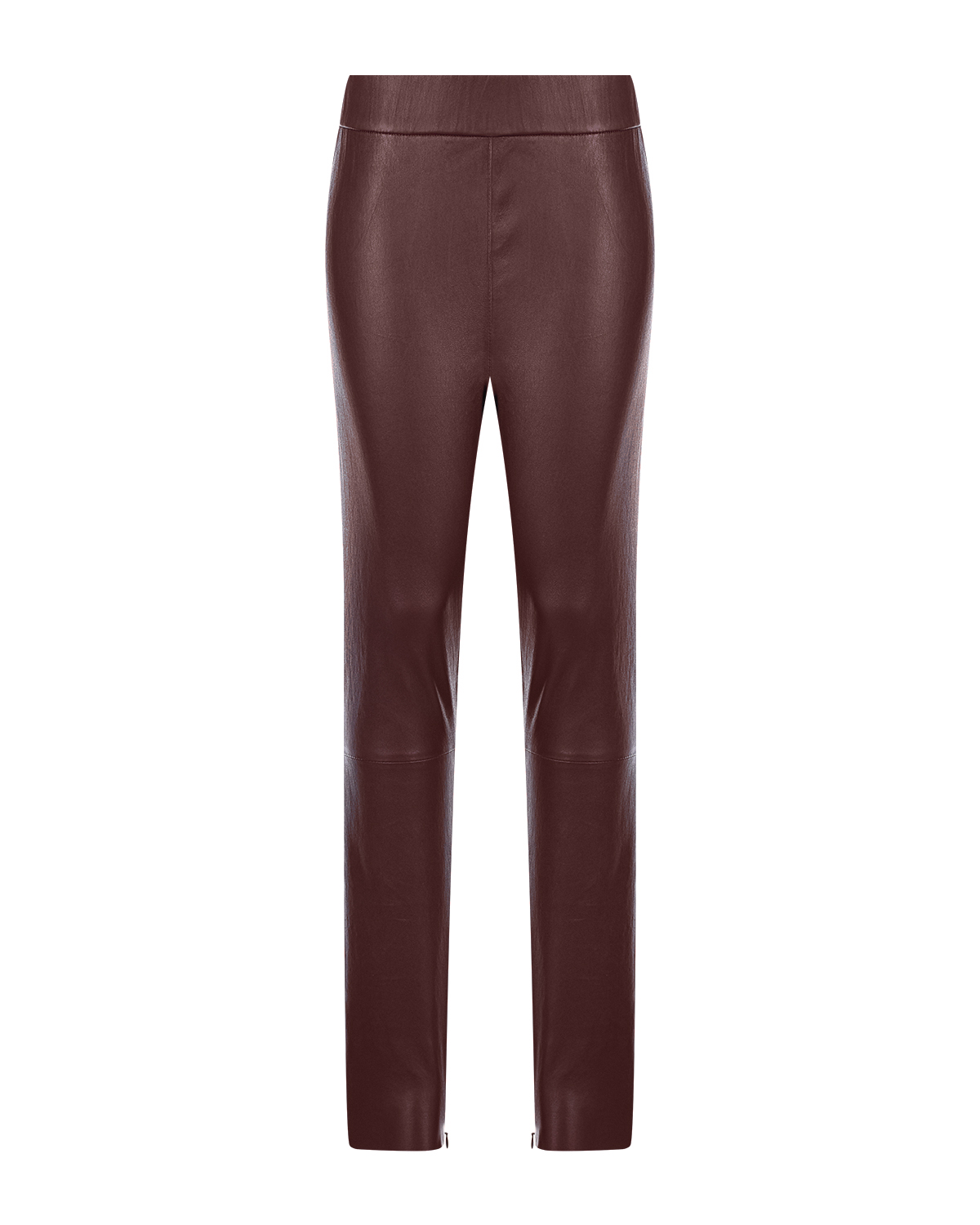 Коричневые брюки из кожи Benedetta Novi, размер 42, цвет бордовый - фото 1