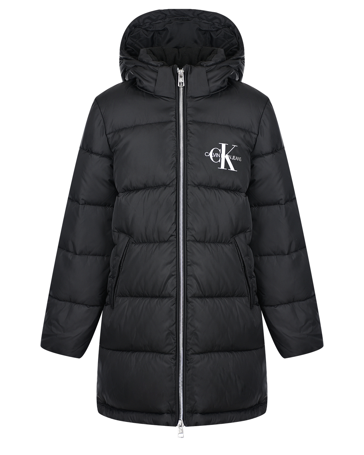 Удлиненная куртка с логотипом Calvin Klein детская, размер 176, цвет черный - фото 1