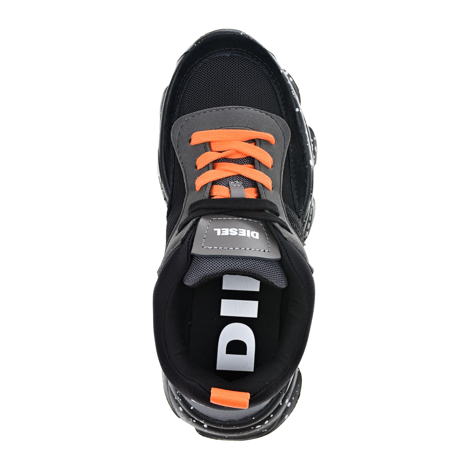 Черные кроссовки Ugly с оранжевыми шнурками Diesel детские, размер 35, цвет черный - фото 4