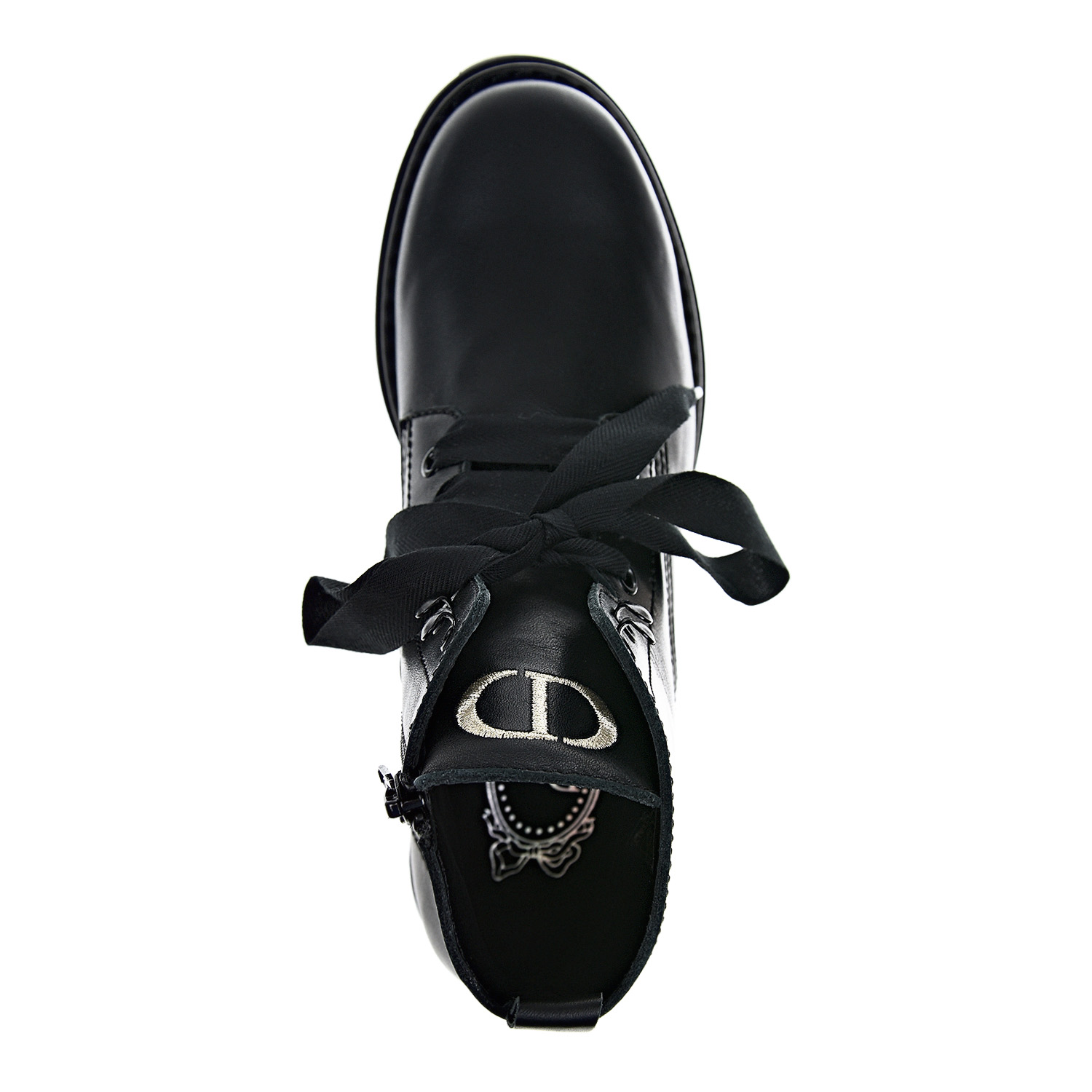 Черные ботинки с вышитым логотипом Dior детские, размер 32, цвет черный - фото 5