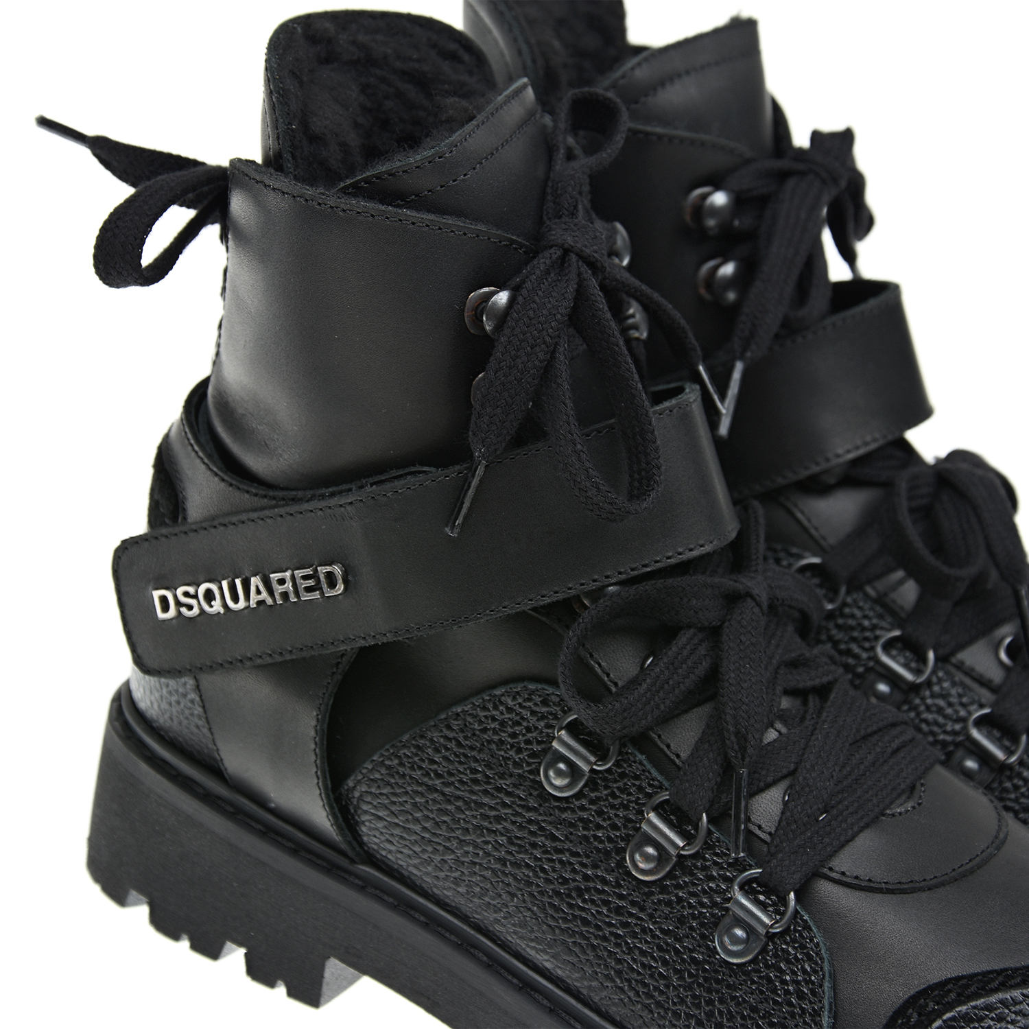 Черные ботинки с подкладкой из шерсти Dsquared2 детские, размер 37, цвет черный - фото 8