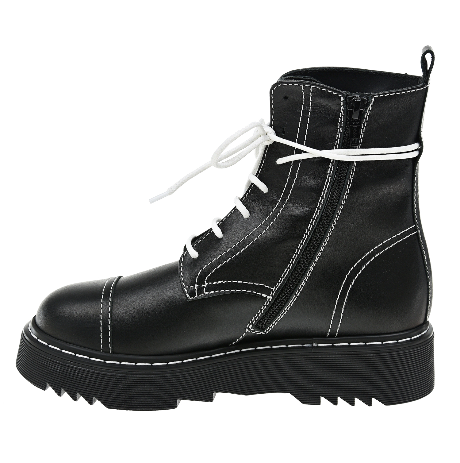 Высокие ботинки с белыми шнурками Emporio Armani детские, размер 35, цвет черный - фото 4