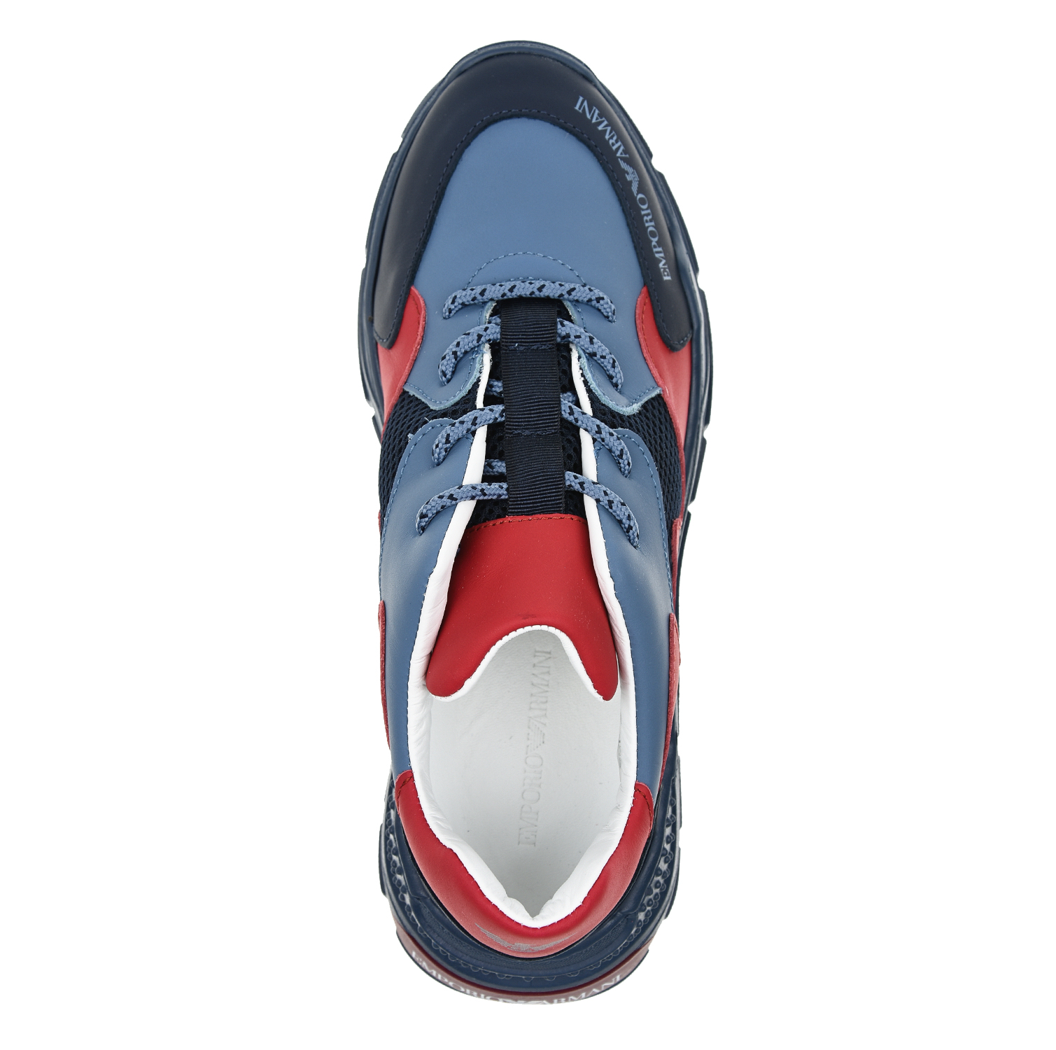Синие кроссовки с красными вставками Emporio Armani детские, размер 34, цвет синий - фото 4