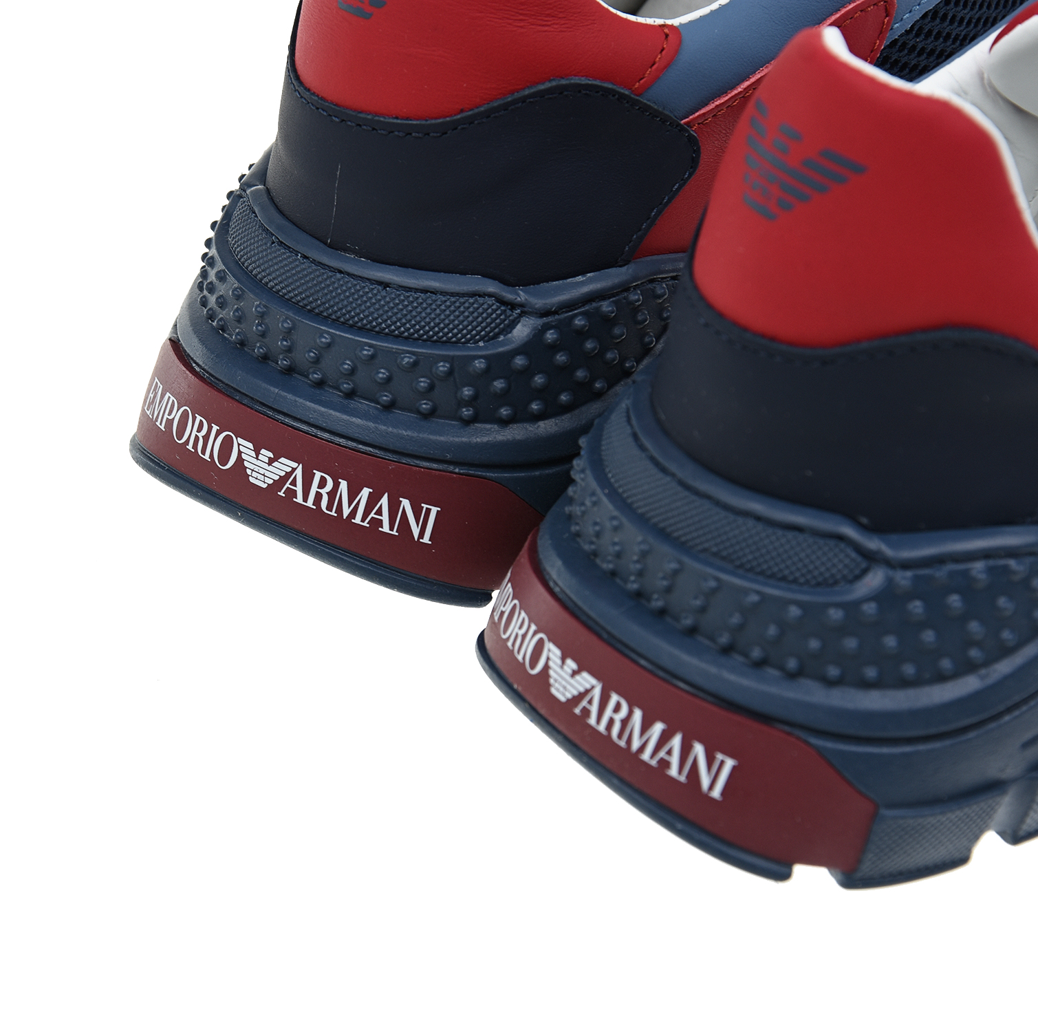 Синие кроссовки с красными вставками Emporio Armani детские, размер 34, цвет синий - фото 7
