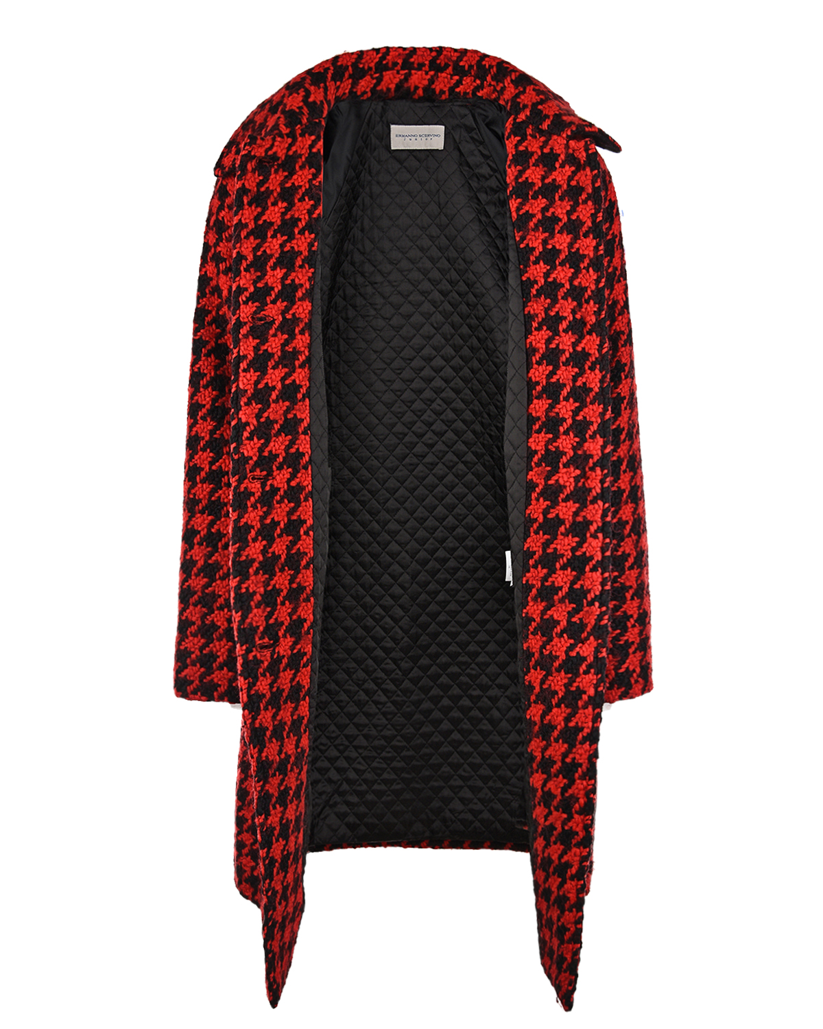 Пальто в красно-черную "гусиную лапку" Ermanno Scervino детское, размер 176, цвет мультиколор - фото 2