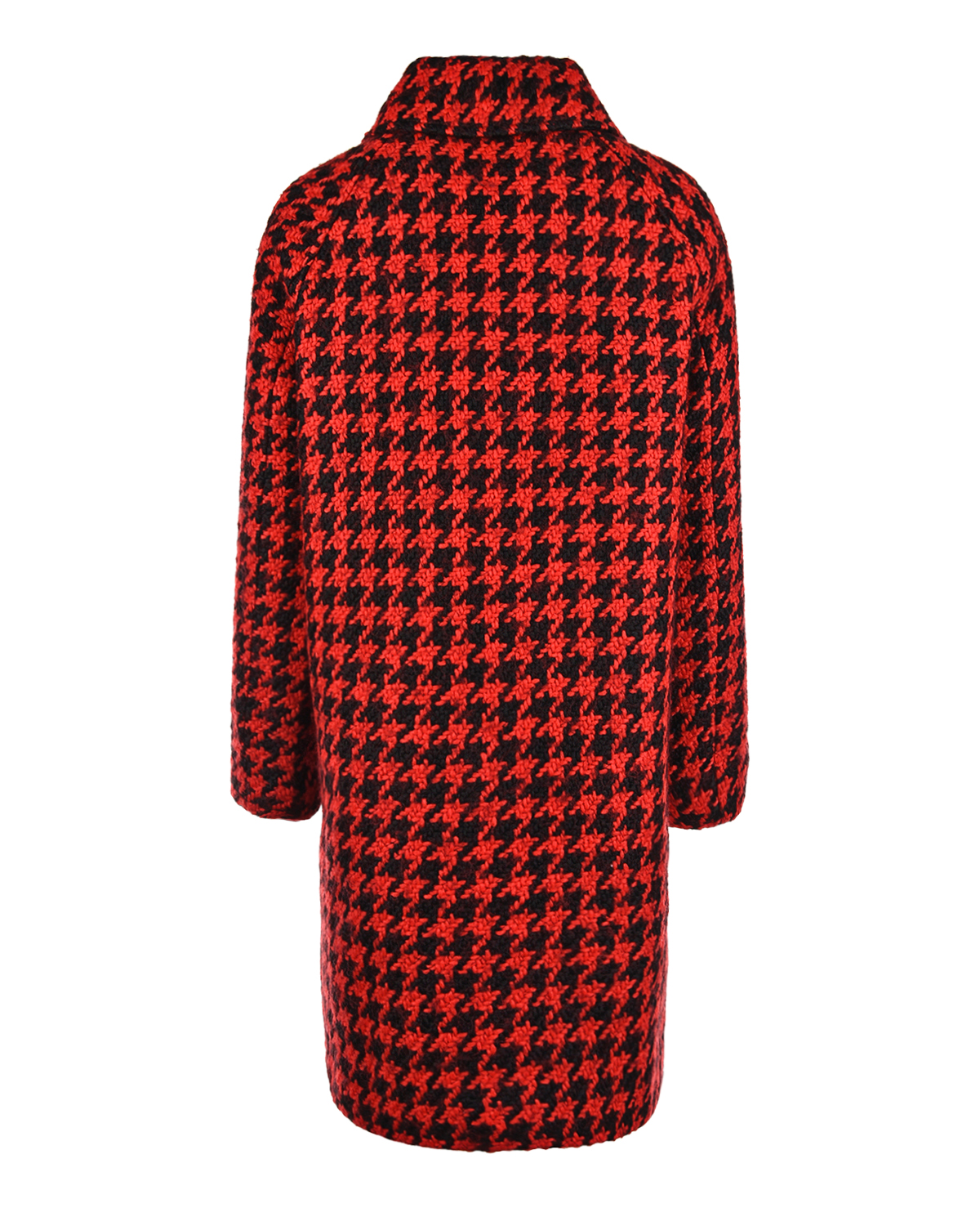 Пальто в красно-черную "гусиную лапку" Ermanno Scervino детское, размер 176, цвет мультиколор - фото 3