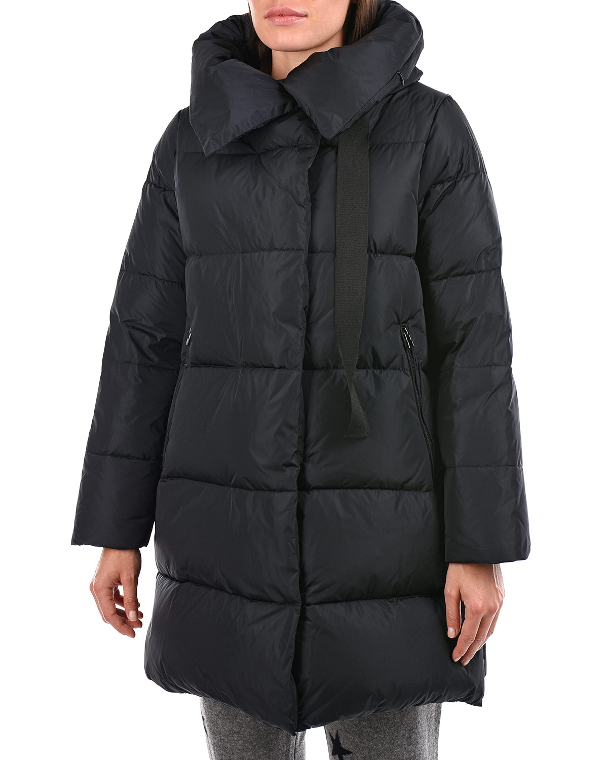 Черное пуховое пальто с высоким воротником Freedomday, размер 42, цвет черный - фото 8