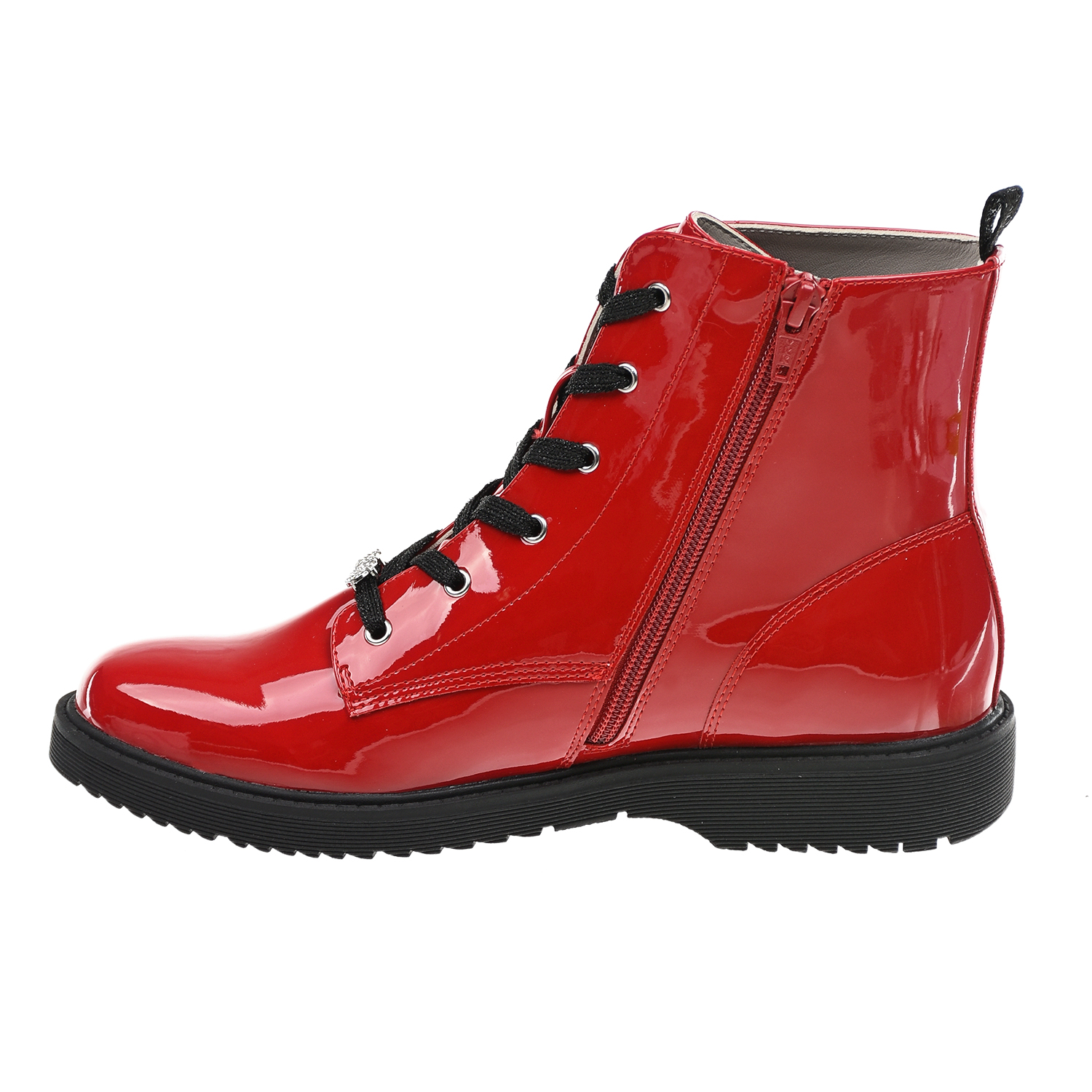 Лаковые ботинки с логотипом из страз Liu Jo детские, размер 29, цвет красный - фото 4